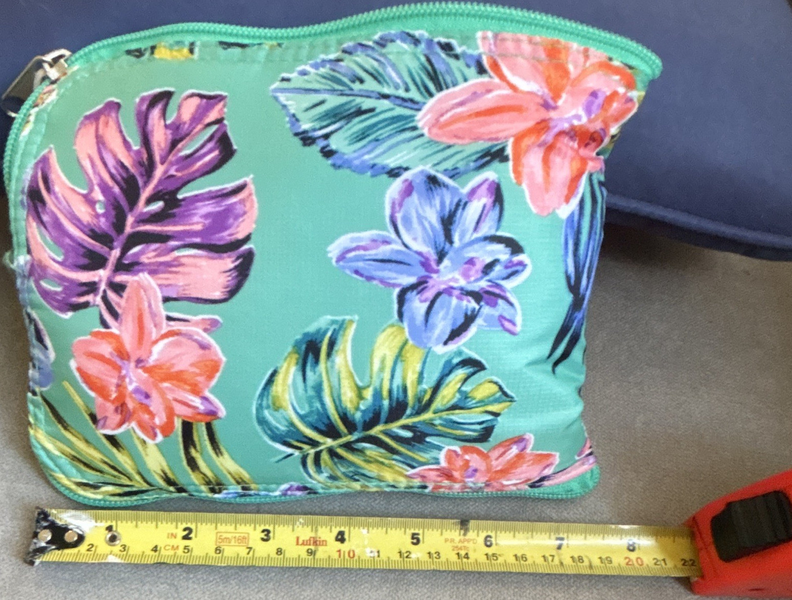 Foldable Reusable Floral Shopping Bag Zipper Pouch Large