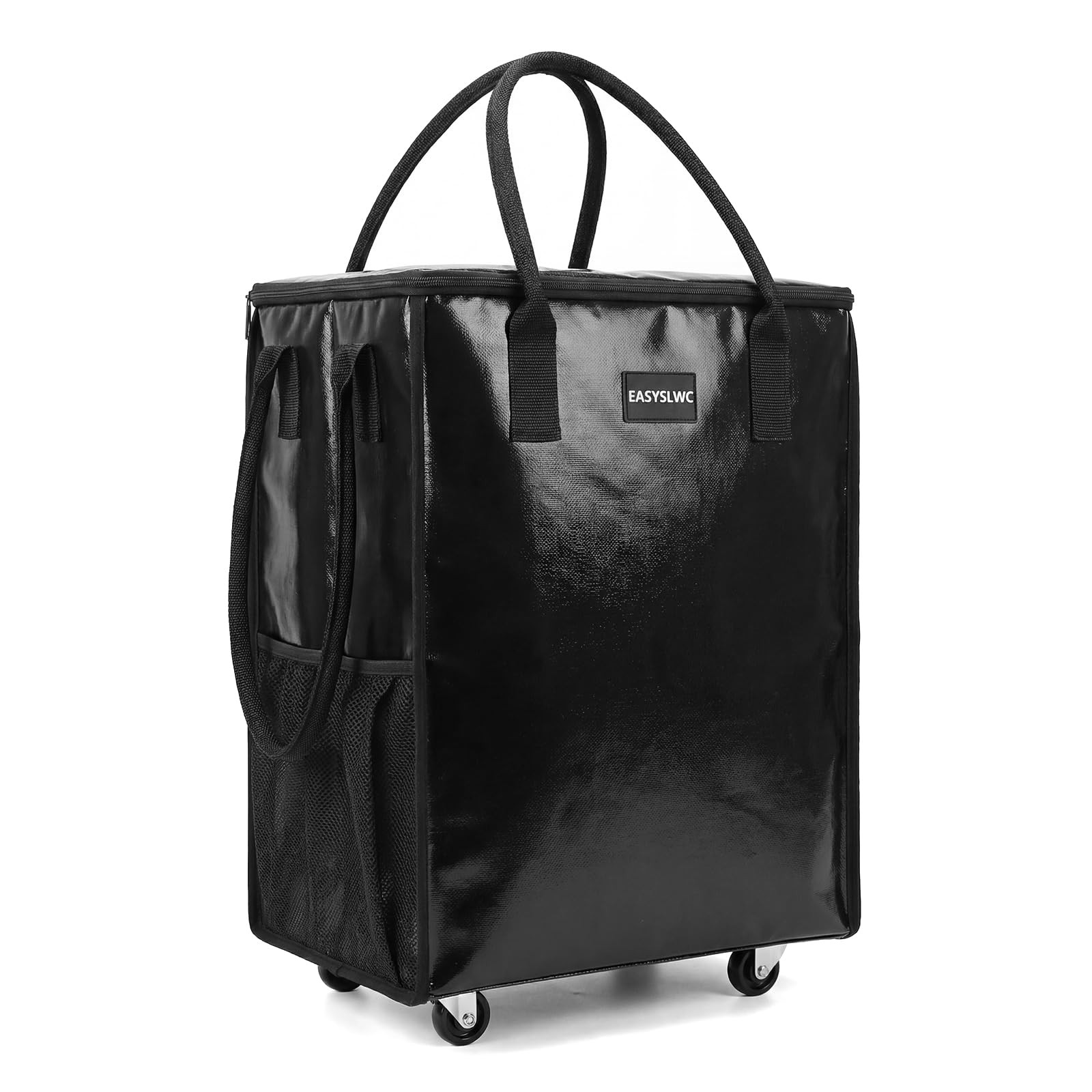 Reusable Hauler Rolling Tote Bag, Collapsible Portable Shopping Cart with Whe…