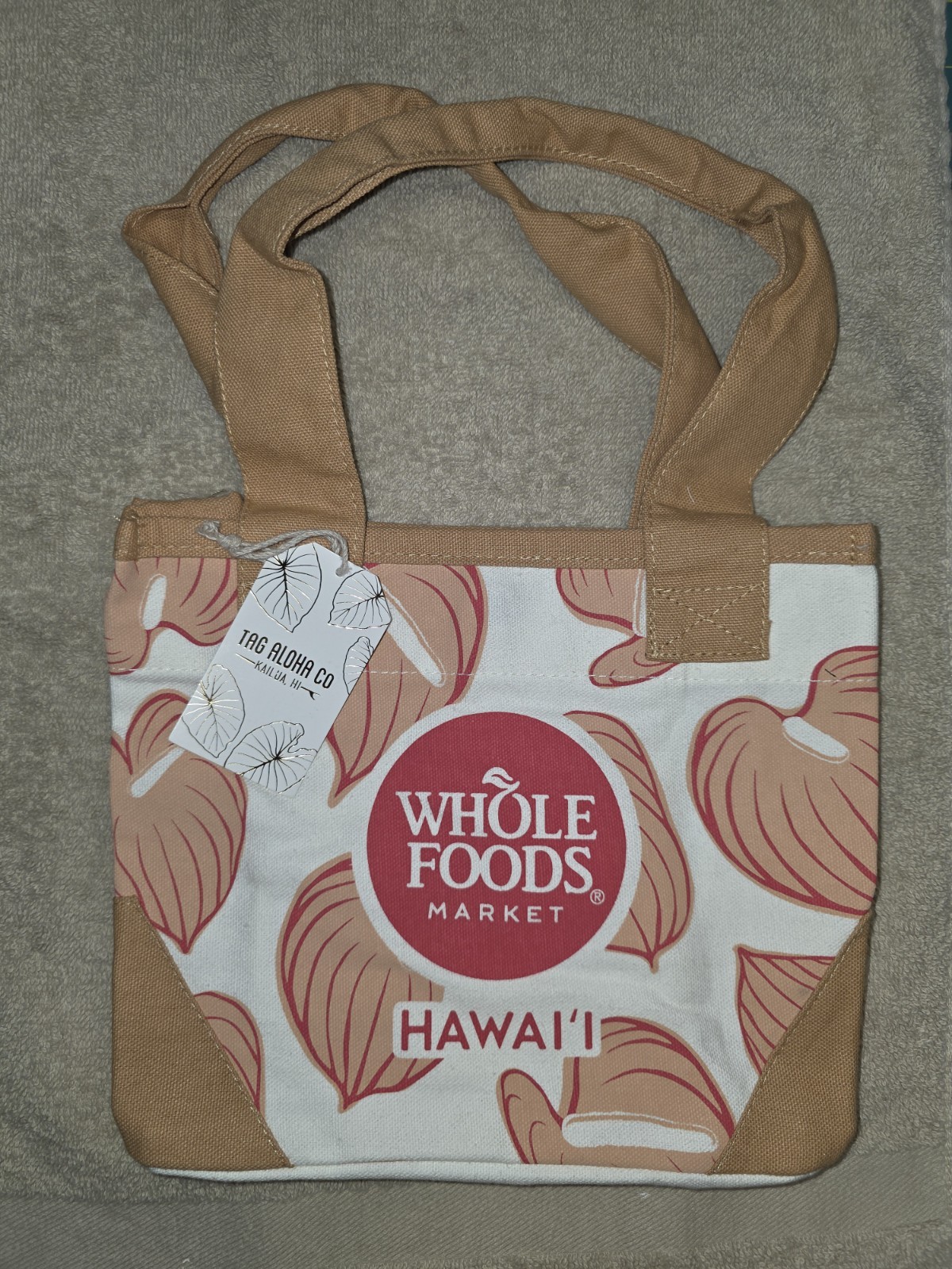 Whole Foods Hawaii Exclusive Anthurium Mini Tote Bag. NWT organic cotton