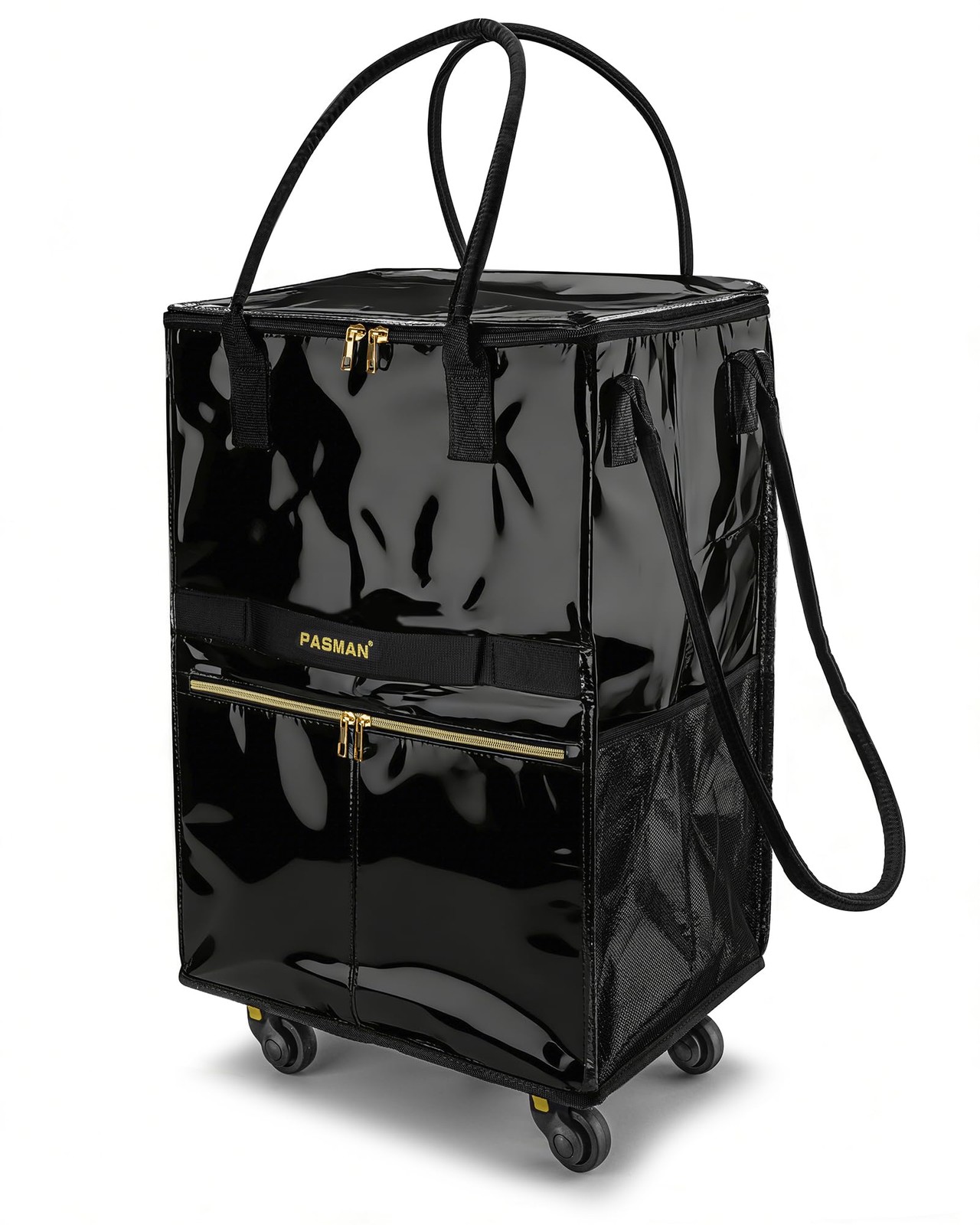 Reusable Grocery Bag on 5 Wheels, Foldable Rolling Tote Bag with Handle and Z…