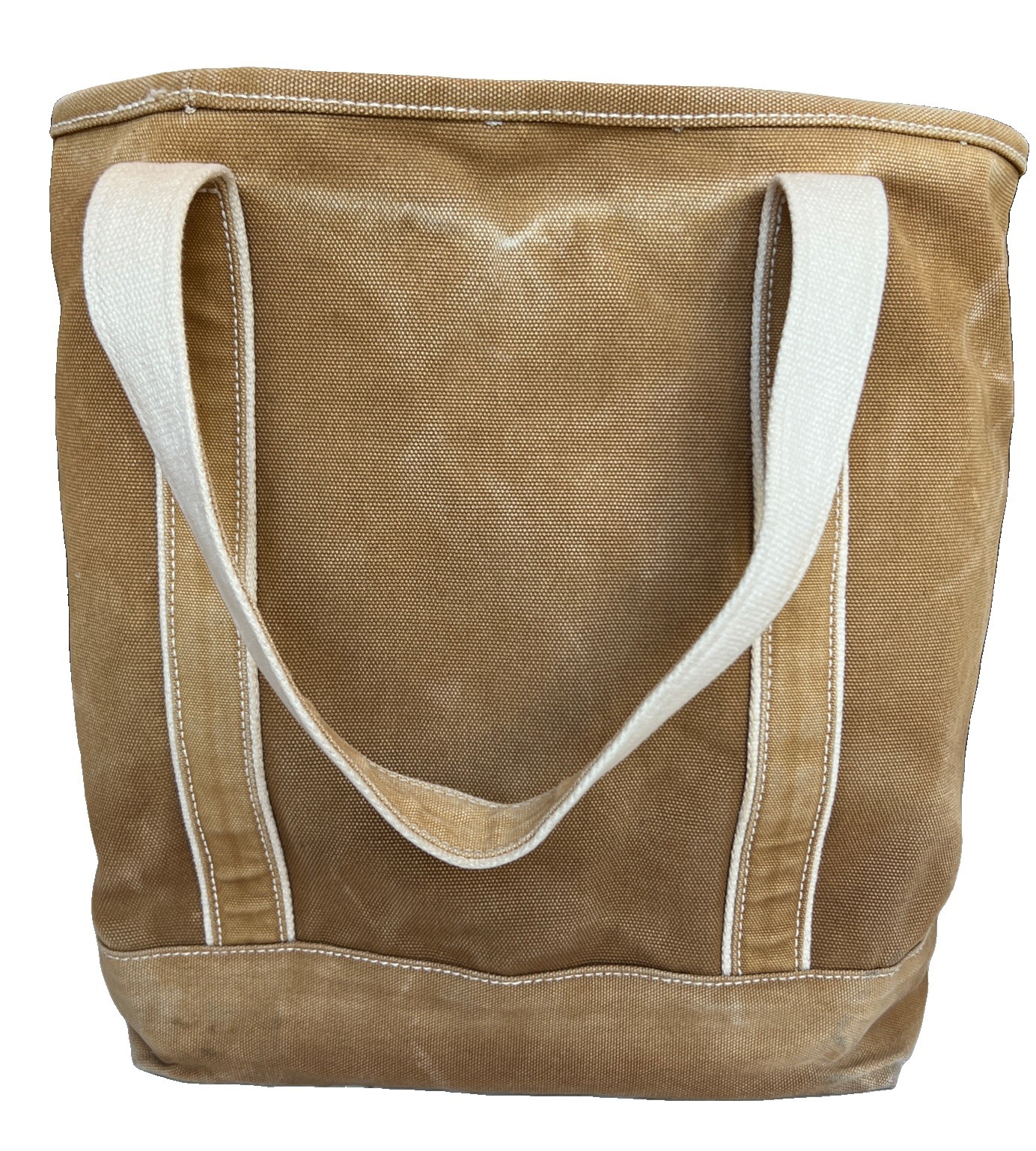 Lands End Boat Tan Tote XL Sun Faded Bag 11×15.5×17” Key Holder Snap Pocket READ