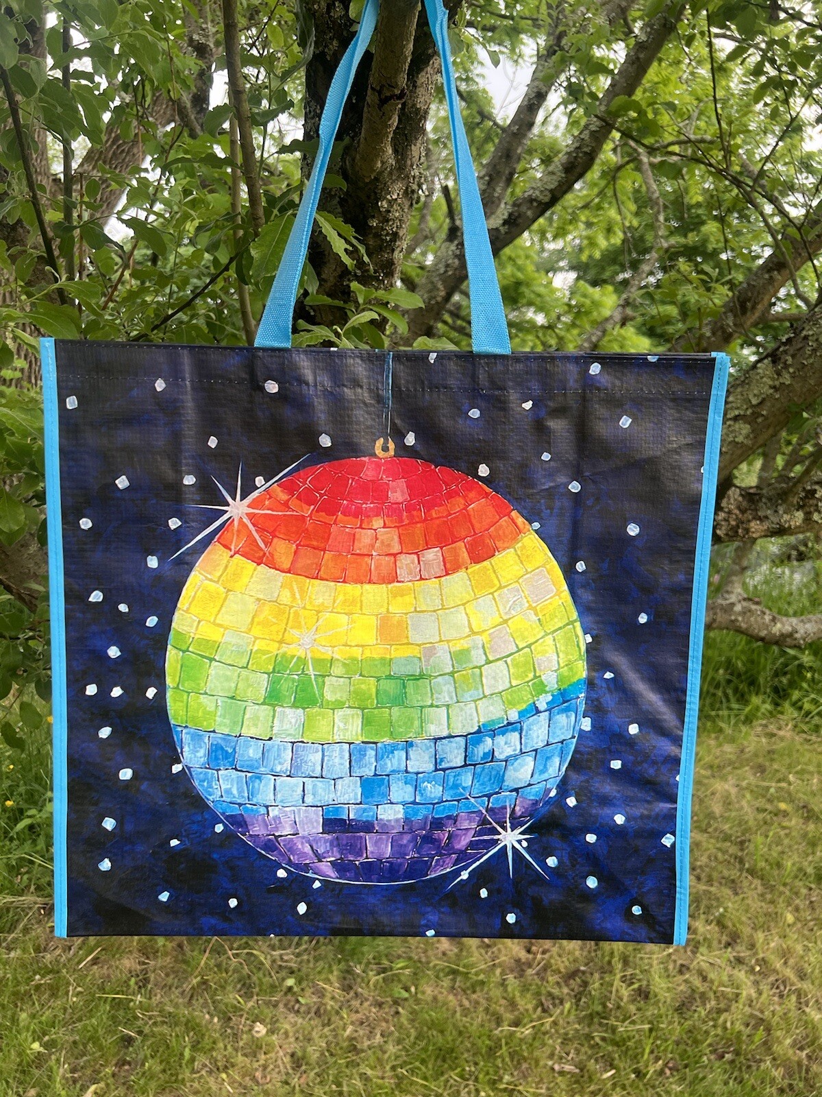 NEW TJX Shopping Bag PRETTY MIRROR BALL Colorful 🌈Reusable Tote Bag