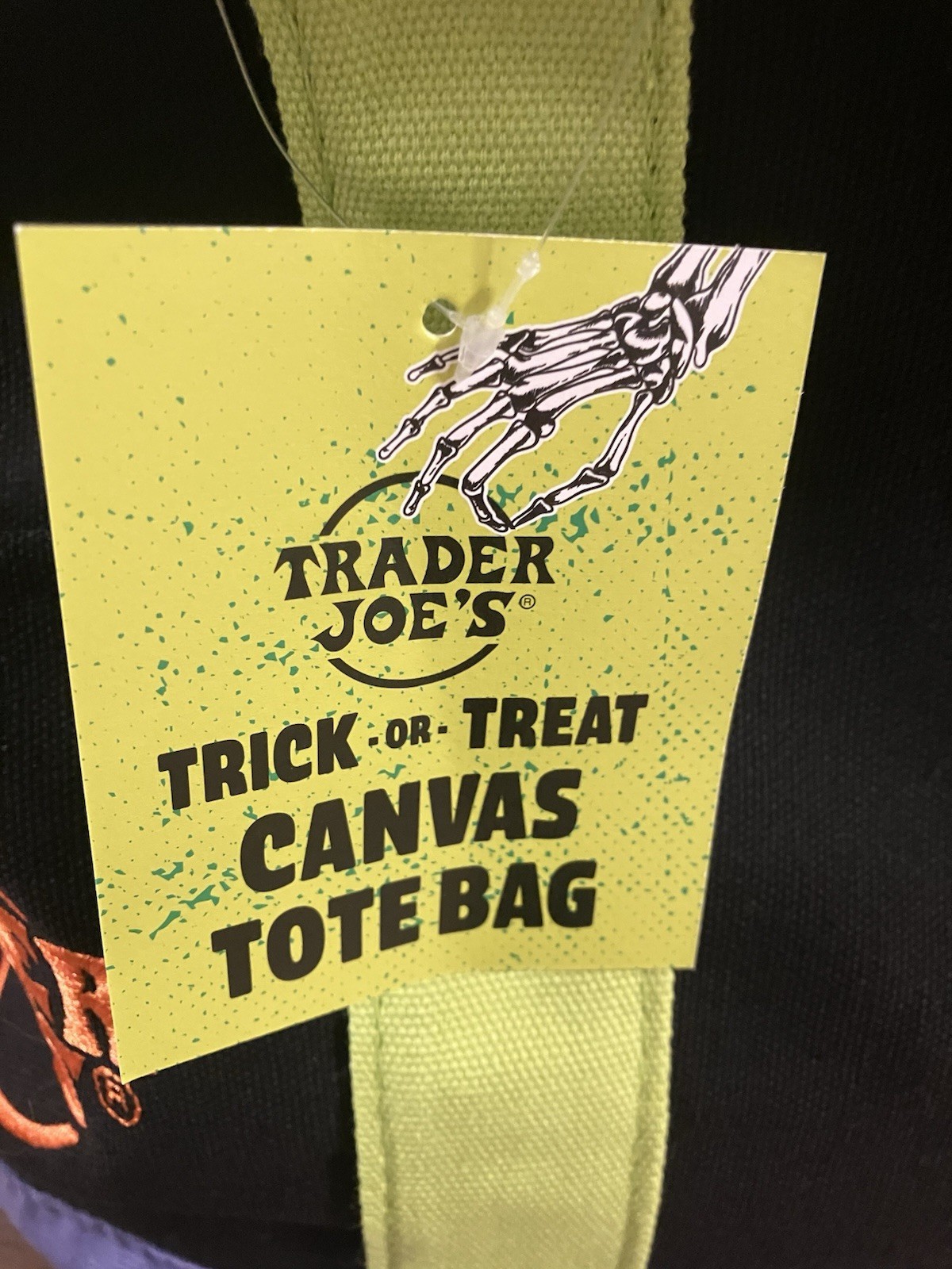Trader Joes Mini Canvas Black Purple Green Orange