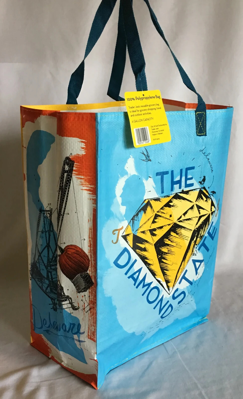 Trader Joe’s Reusable State/Region Tote Polypropylene Bag from Delaware 6 Gallon