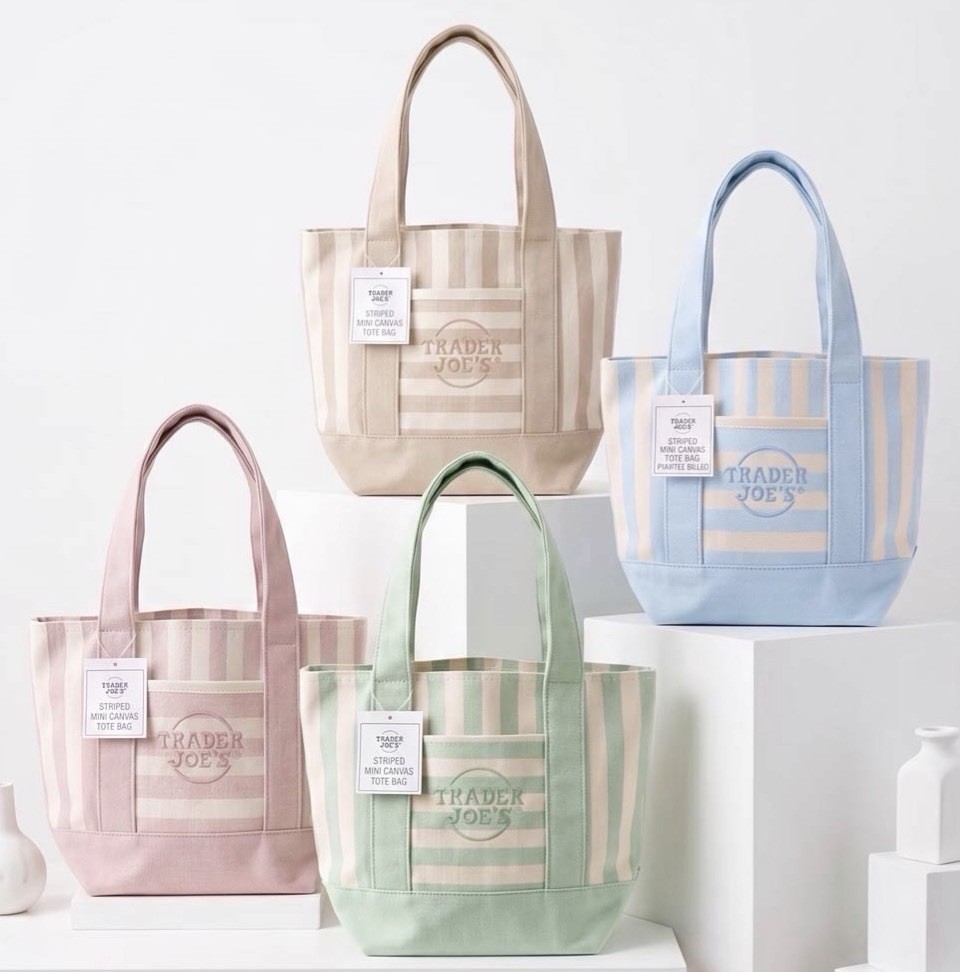 Trader Joe’s Stripe Mini Canvas Tote Limited Edition Set of 4 NWT All Colors