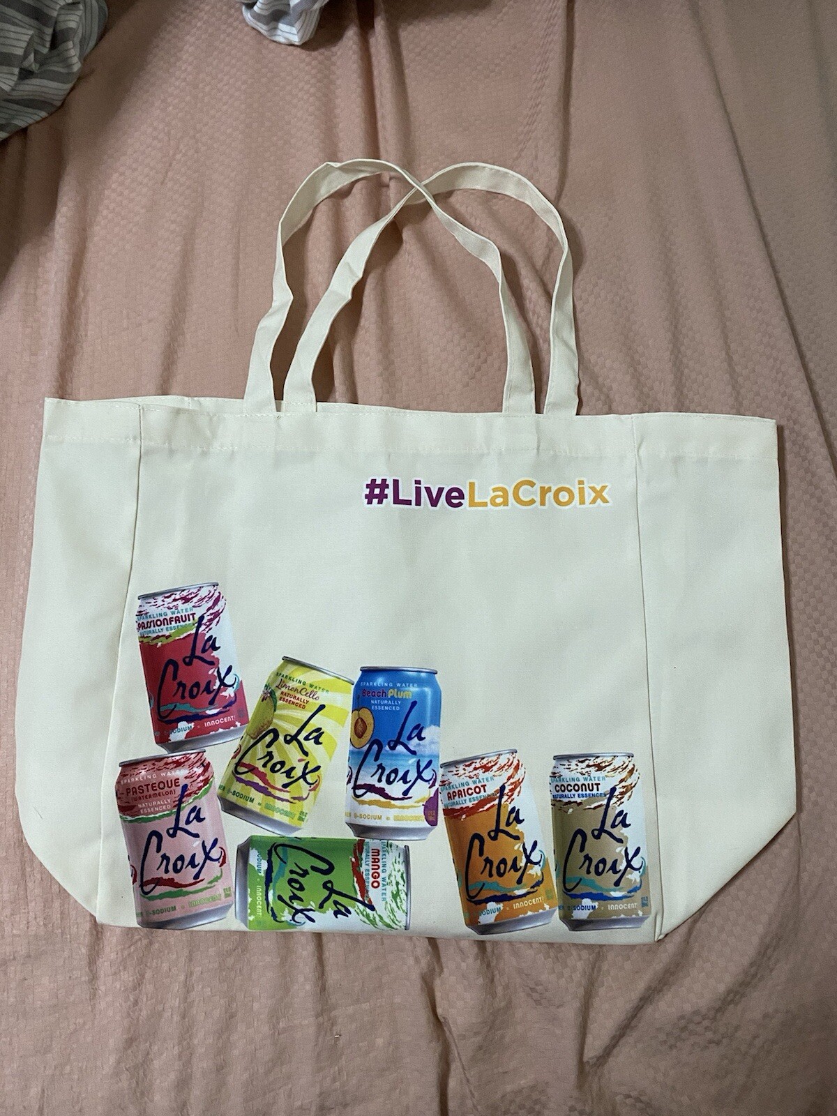 LaCroix Tote Bag Market Medium Reusable Beige Tote Bag