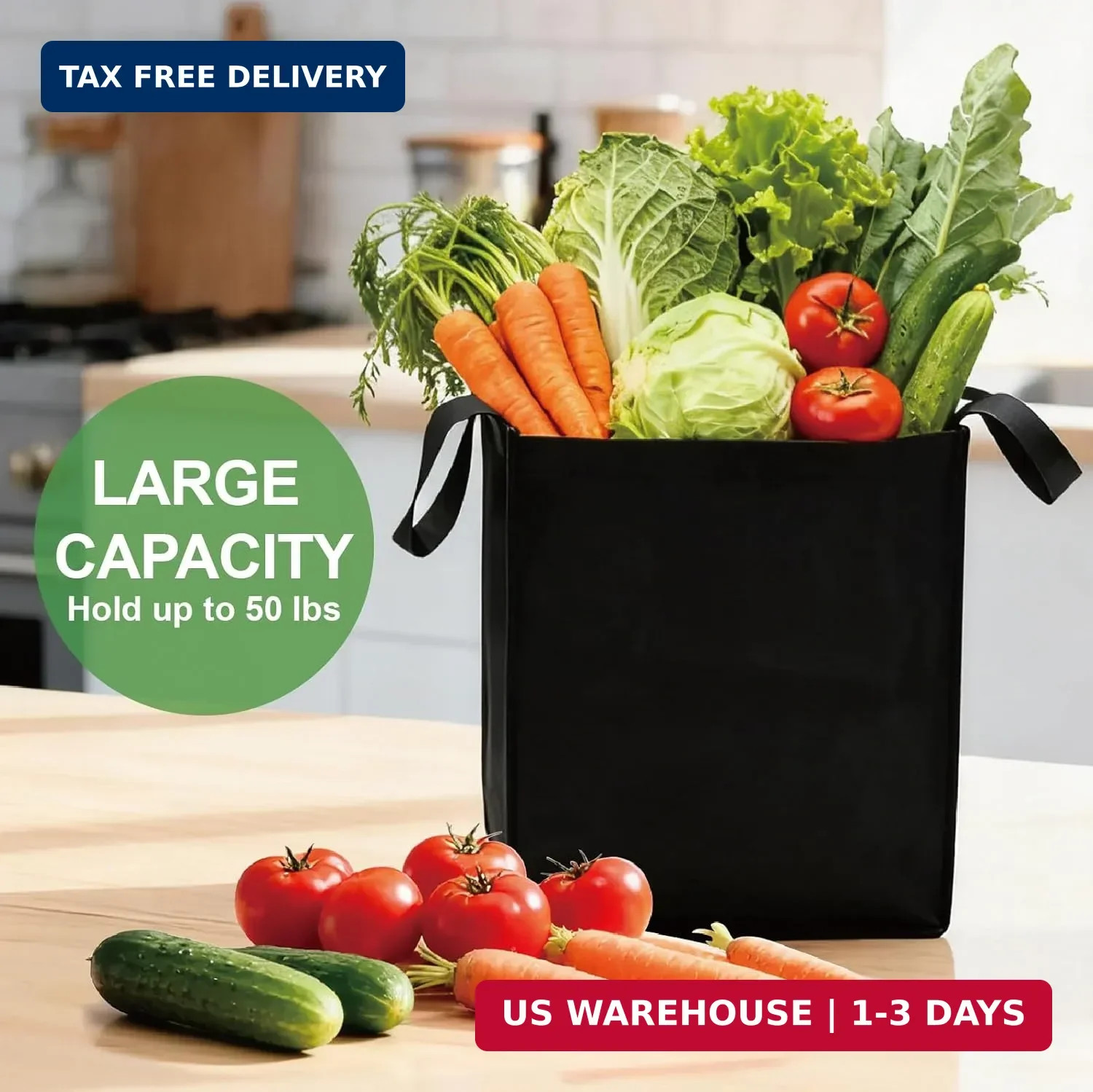 10 Pack Reusable Shopping Bags – 14.9×12.6×9.4 Inth Bulk Tote Bag for Grocery wi