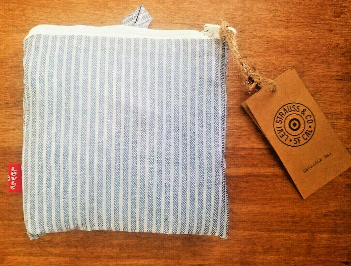 Levi’s X Americana Tote Reusable Shopping Bag Striped White & Light Blue – NEW