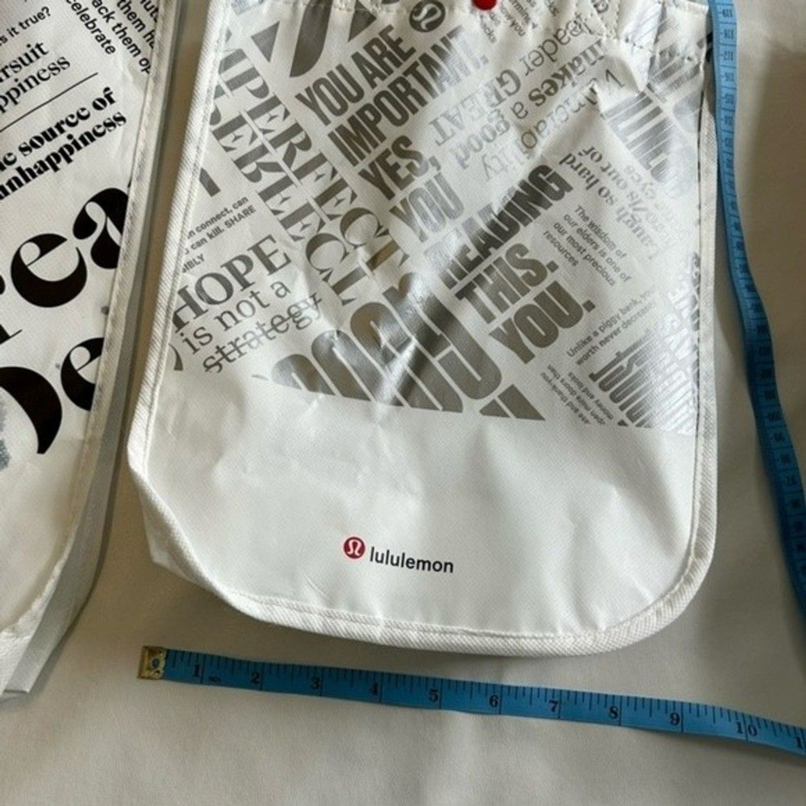 3 Lululemon reusable shopping bags tote bags gift bags 3 sizes w/ strap handles