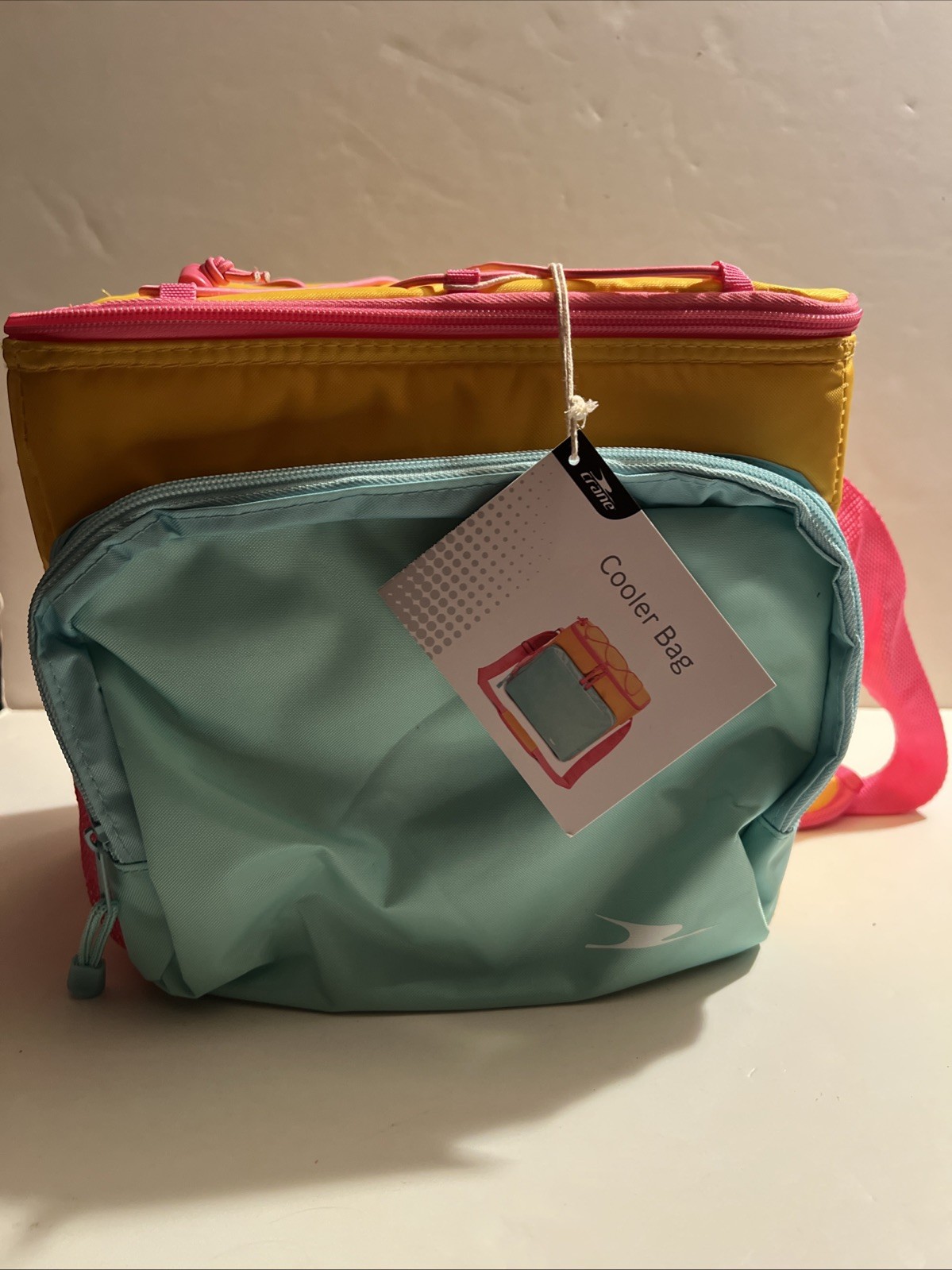 Aldi Insulated Thermal Bag Cooler Summer Colors Pink Aqua Yellow Brand New Tags