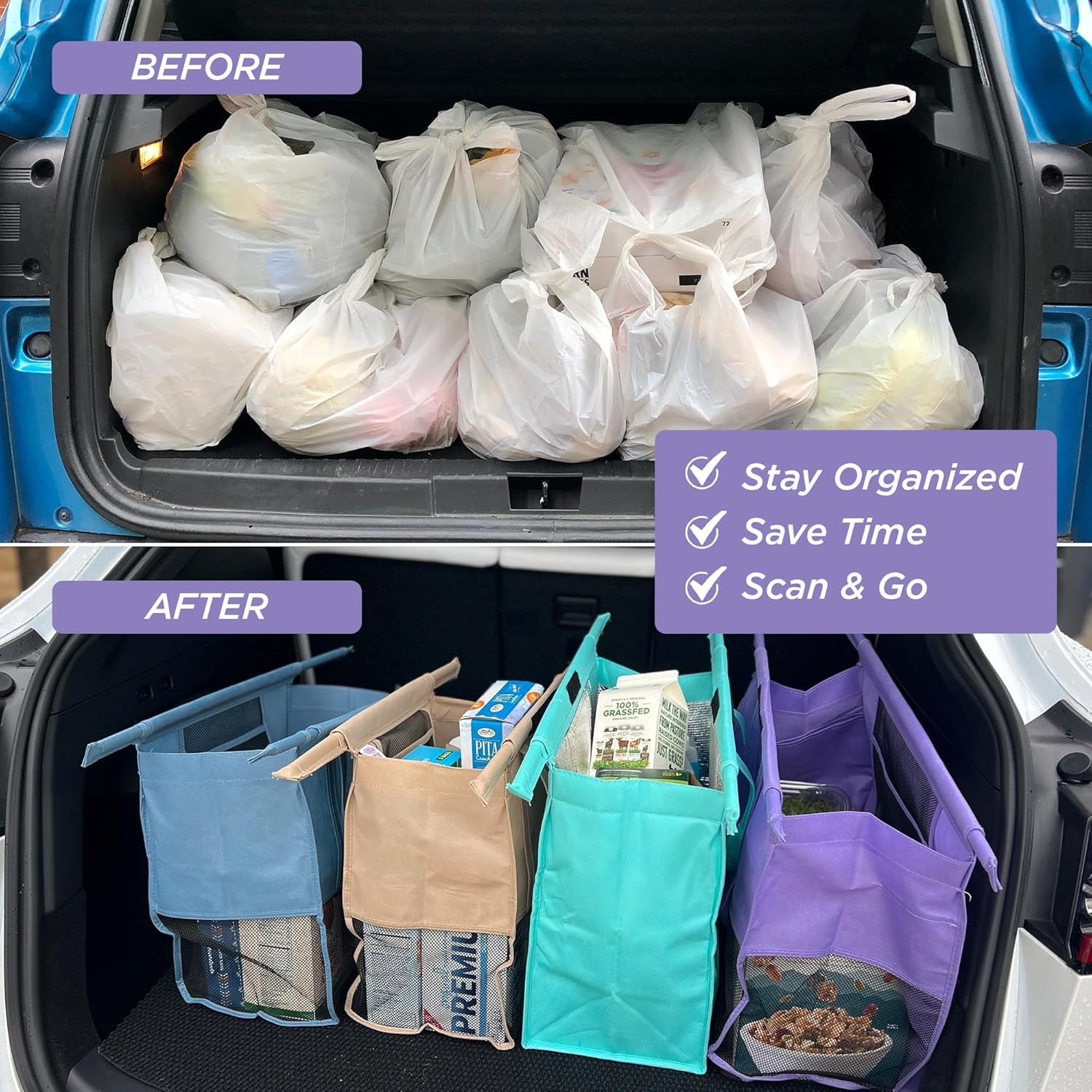 Lotus Original Trolley Reusable Shopping Bags 4-Pack – Detachable & Reusable