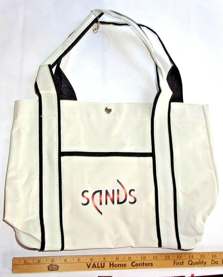 NEW Light Canvas Tote Bag “Sands” Dual Handle Cream / Dark Brown Trim Free Ship