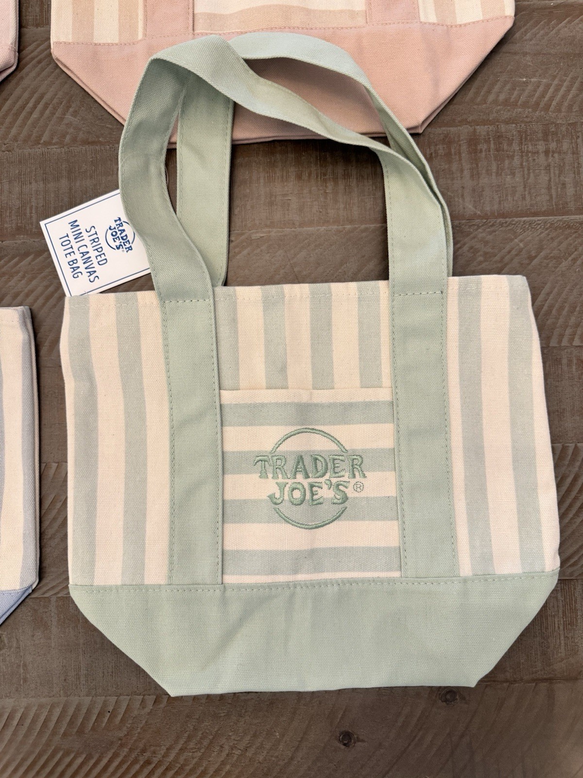 Trader Joe’s Striped Mini Canvas Reusable Tote Bags Set of 4