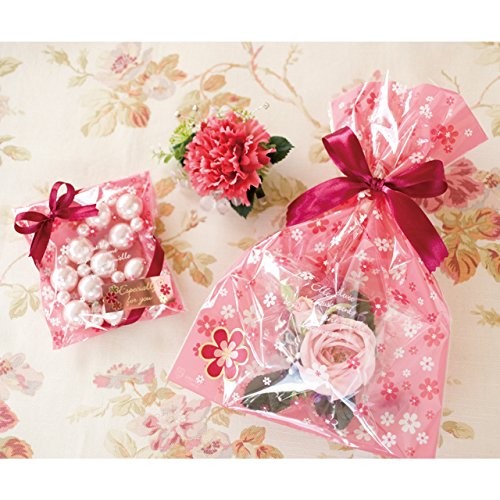 HEADS LVF-OP4 Lovely Flower OPP Gift Bags Made in Japan Pink 150mm W x 230mm H