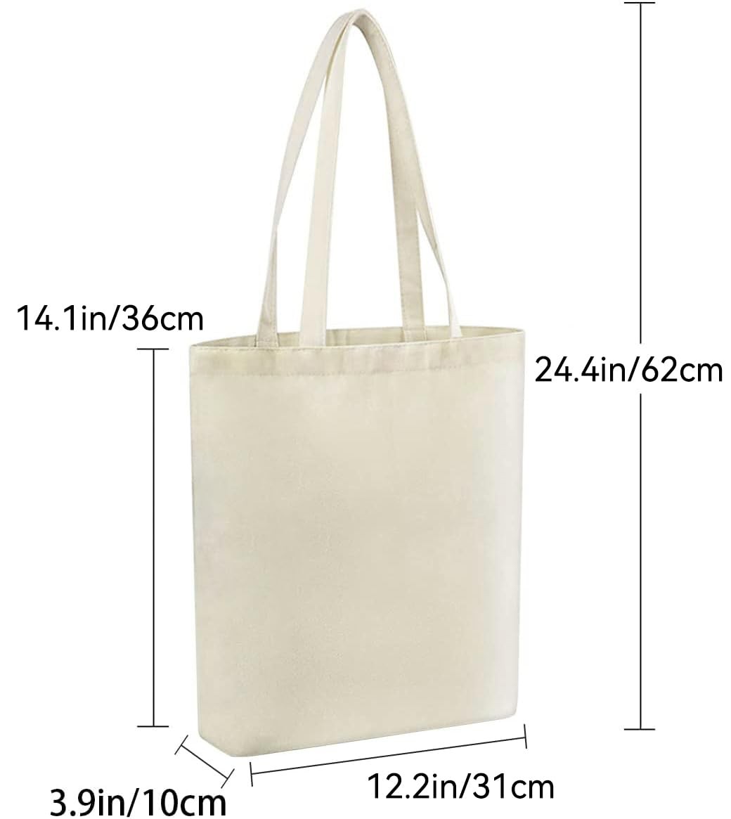 12 Pack Canvas Tote Bags, Heavy Duty Reusable Grocery Shopping Bag 12.2″x14.2…