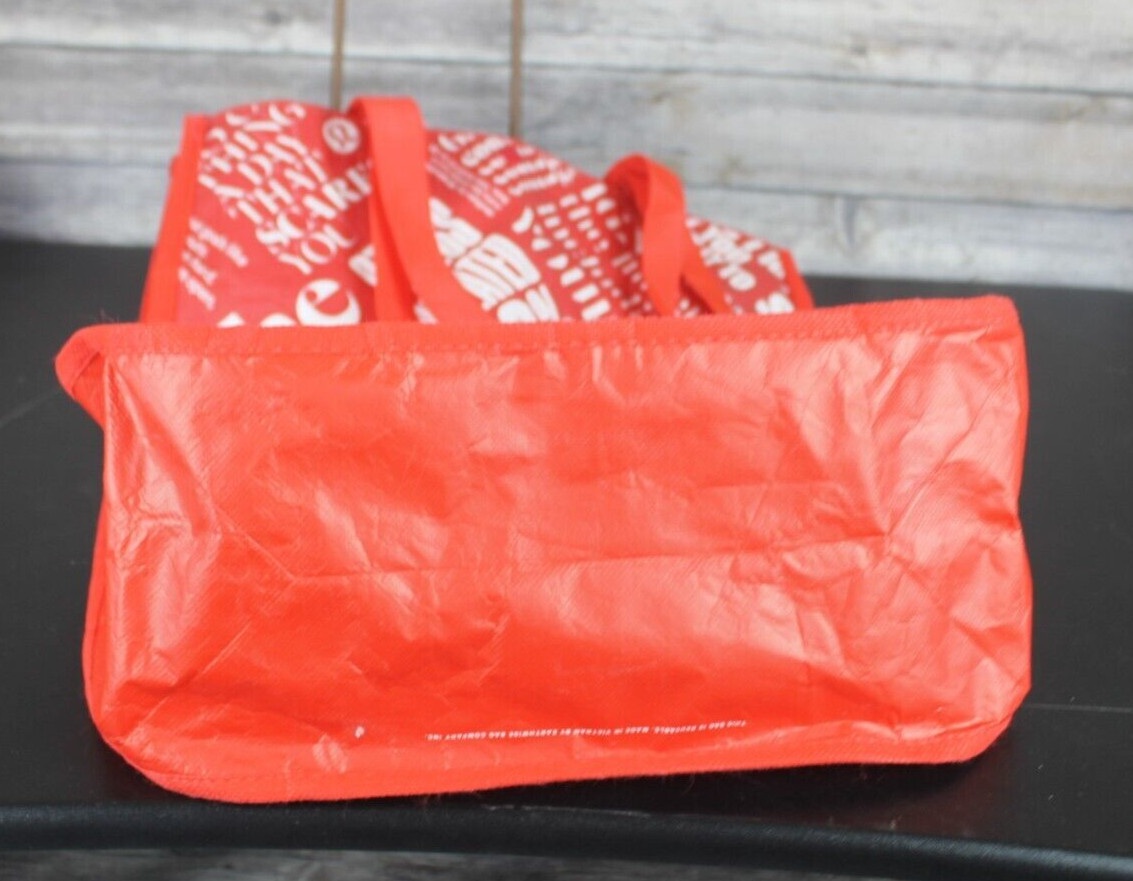 LULULEMON Reusable Shopping Bag Tote Large Red 16″ x 14″ snap closure