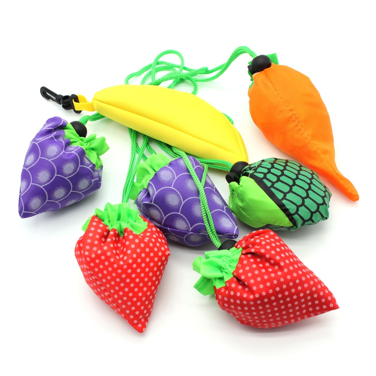 Fruits Folding Pouch Storage Reusable Grocery Shopping Tote Bags 10 PCS