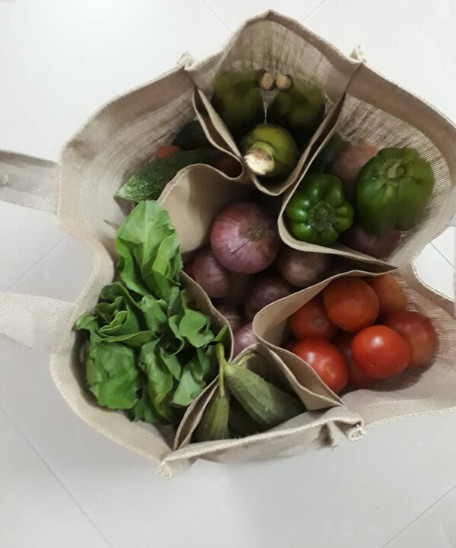 Reusable Simple Eco Jute Canvas Veggie & Fruit Shopping Grocery Large Tote Bag
