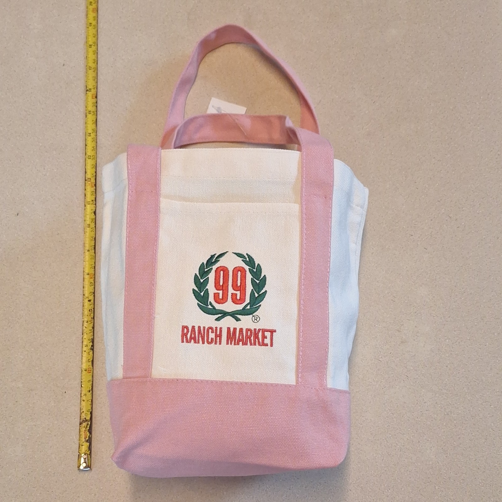 99 Ranch Market Canvas Reusable Tote Bag Pink White Logo Medium Modern