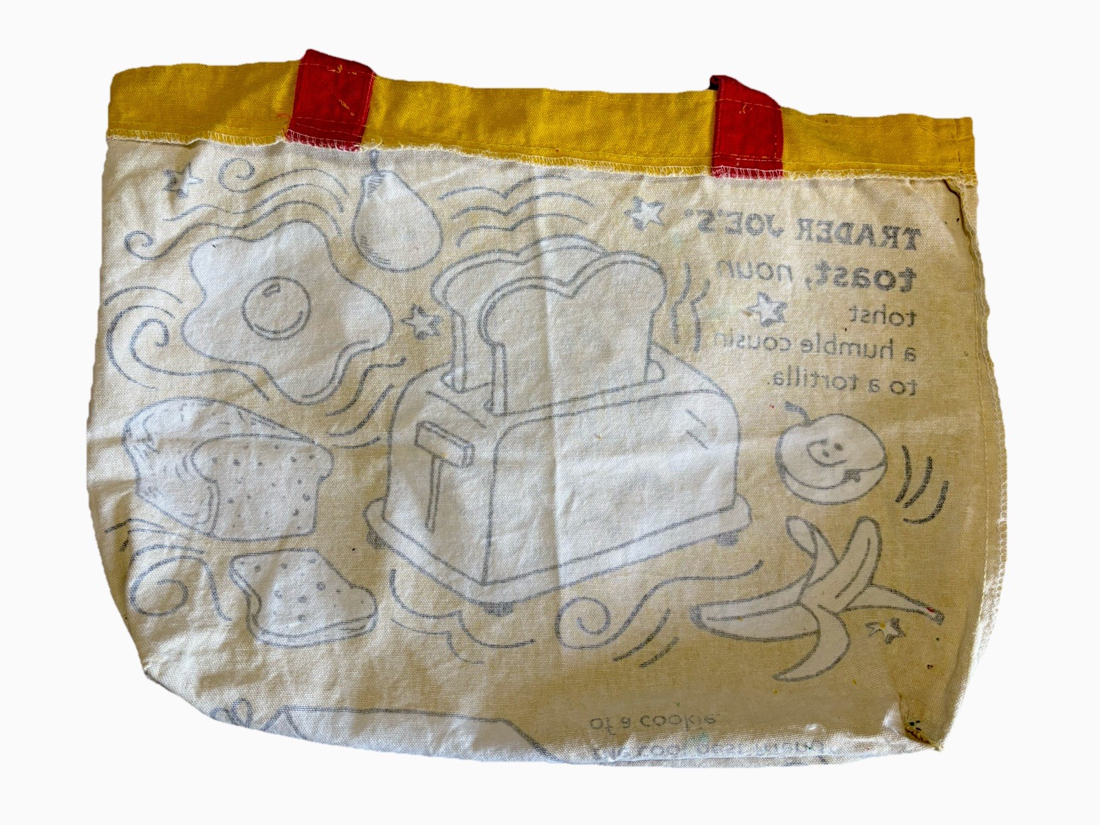 Trader Joes Reusable Canvas Shopping Tote Bag Breakfast Waffles Coffee Toast USA