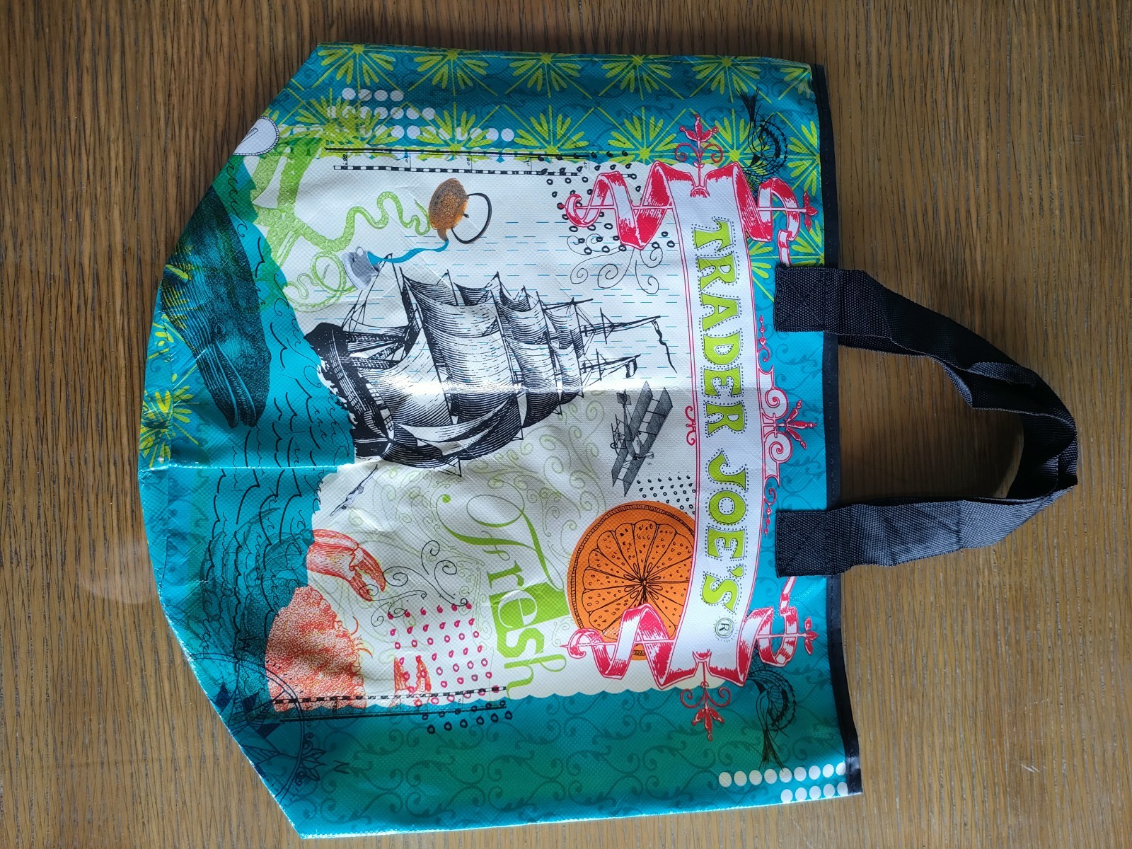 Vintage Trader Joe’s bucket tote Reusable shopping bag Round Bottom ship
