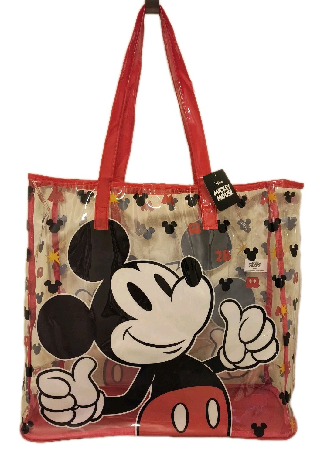 Disney Mickey Mouse Red XL TRANSPARENT Reusable Beach Tote/Shopping/Gift Bag 🆕