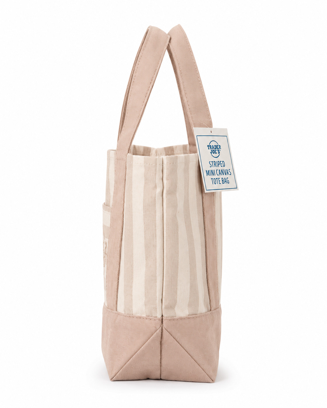 Trader Joe’s Beige Cream Striped Mini Canvas Tote Bag New w Tags Limited School