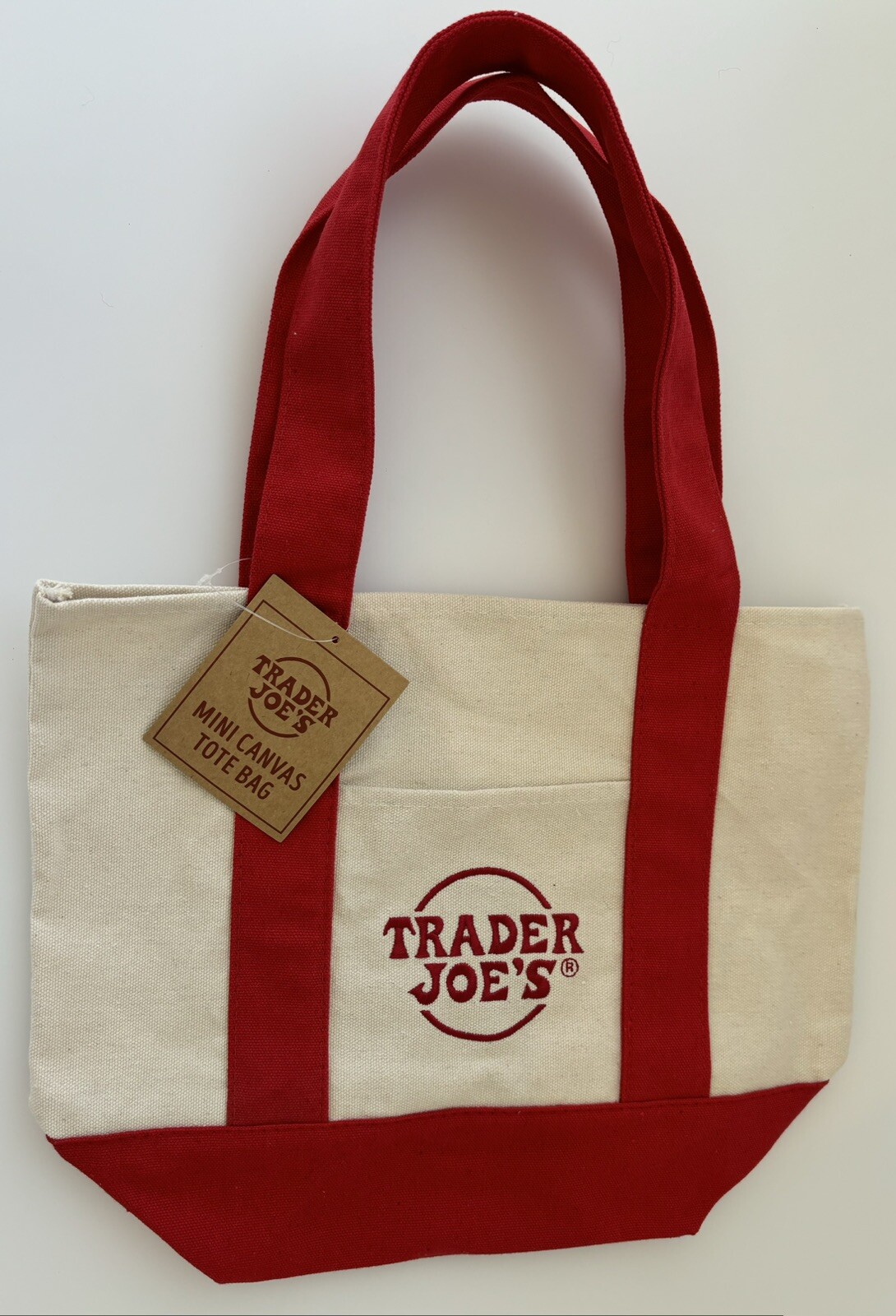 Trader Joe’s NEW Mini Canvas Tote Bag Reusable Limited Edition Color Red