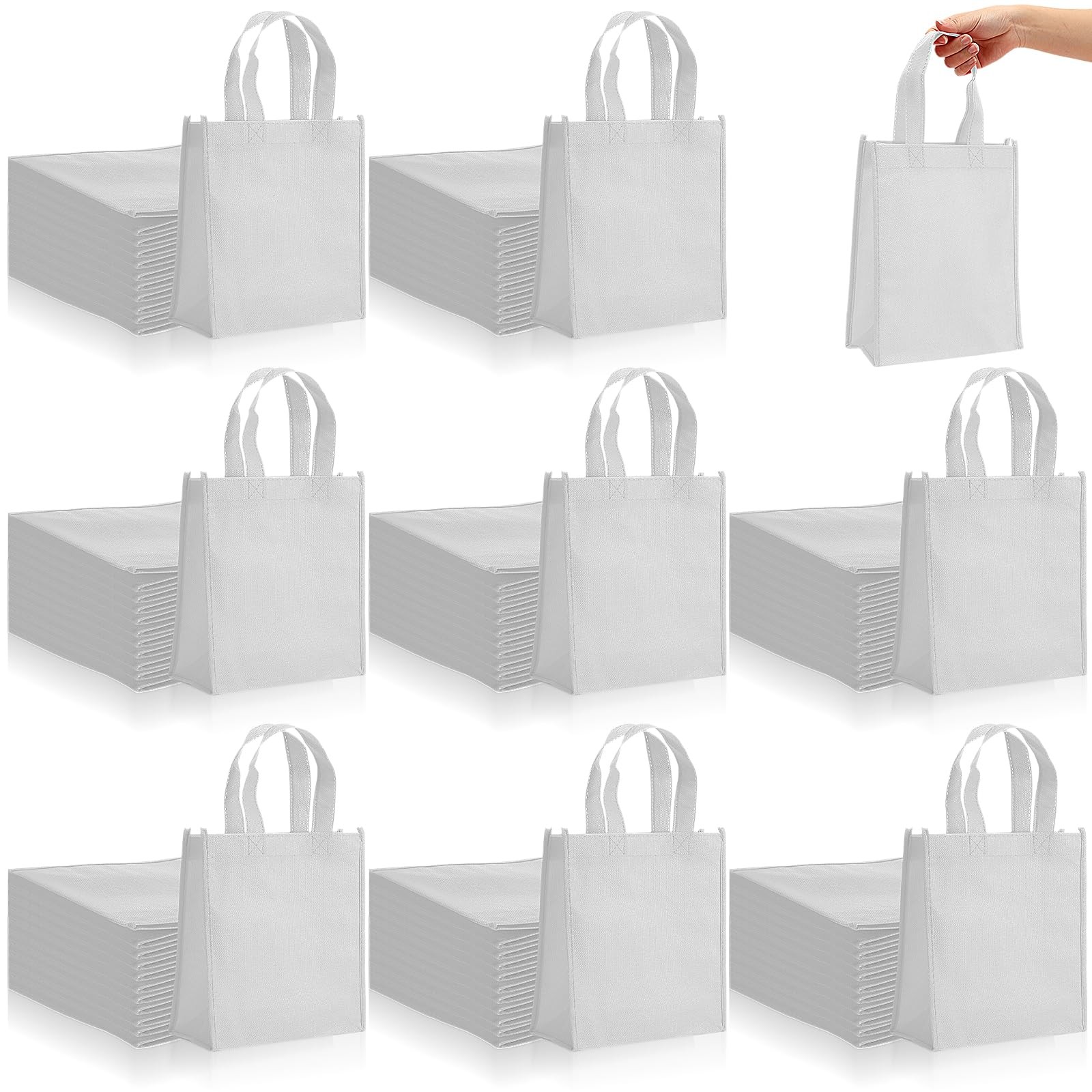 100 Pcs Non Woven Bags Reusable Gift Bag with Handles Shopping Tote Grocery G…