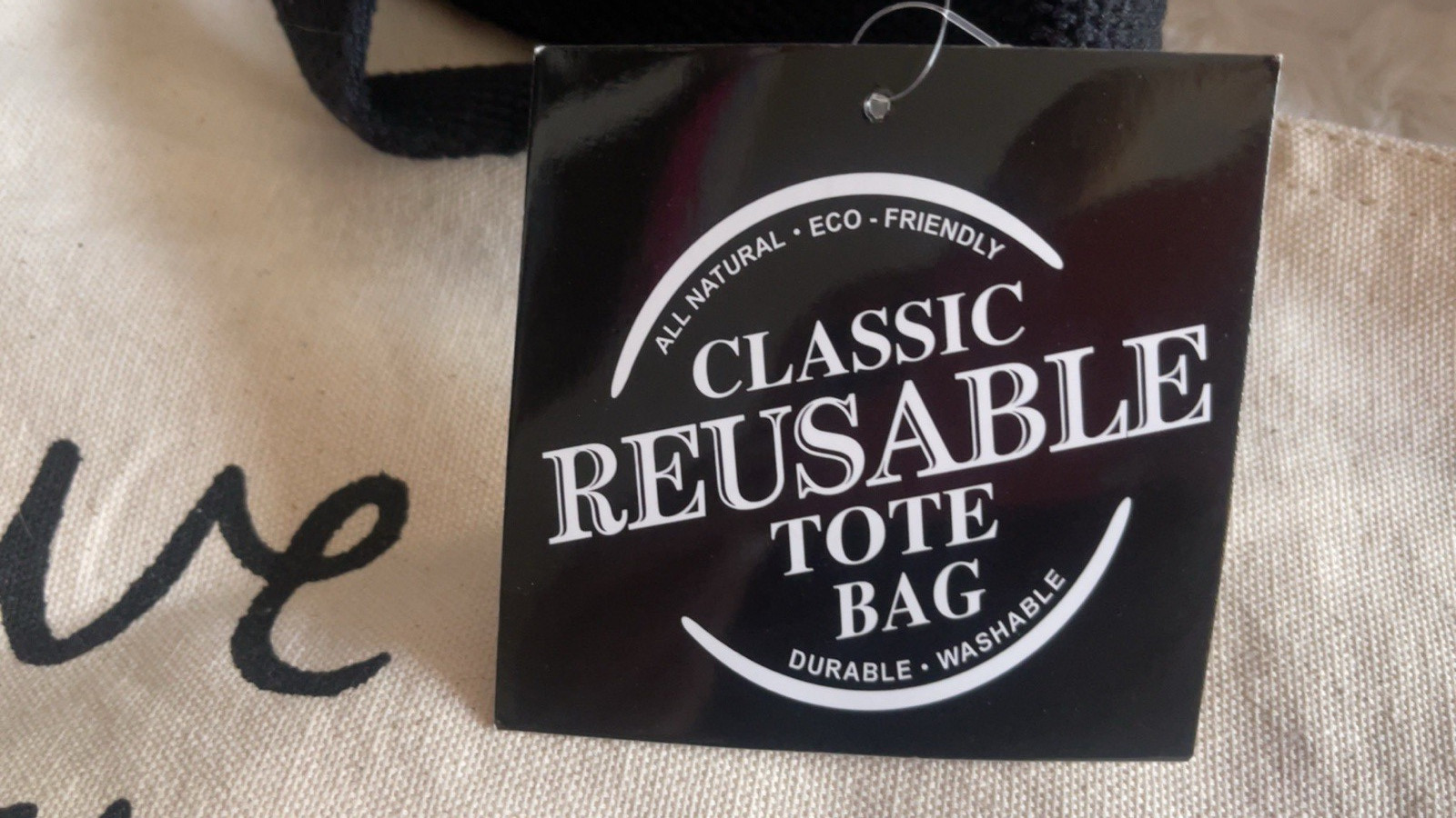 NWT CLASSIC REUSABLE TOTE BAG 23in. x 18in. x 9in. beige leave a little sparkle