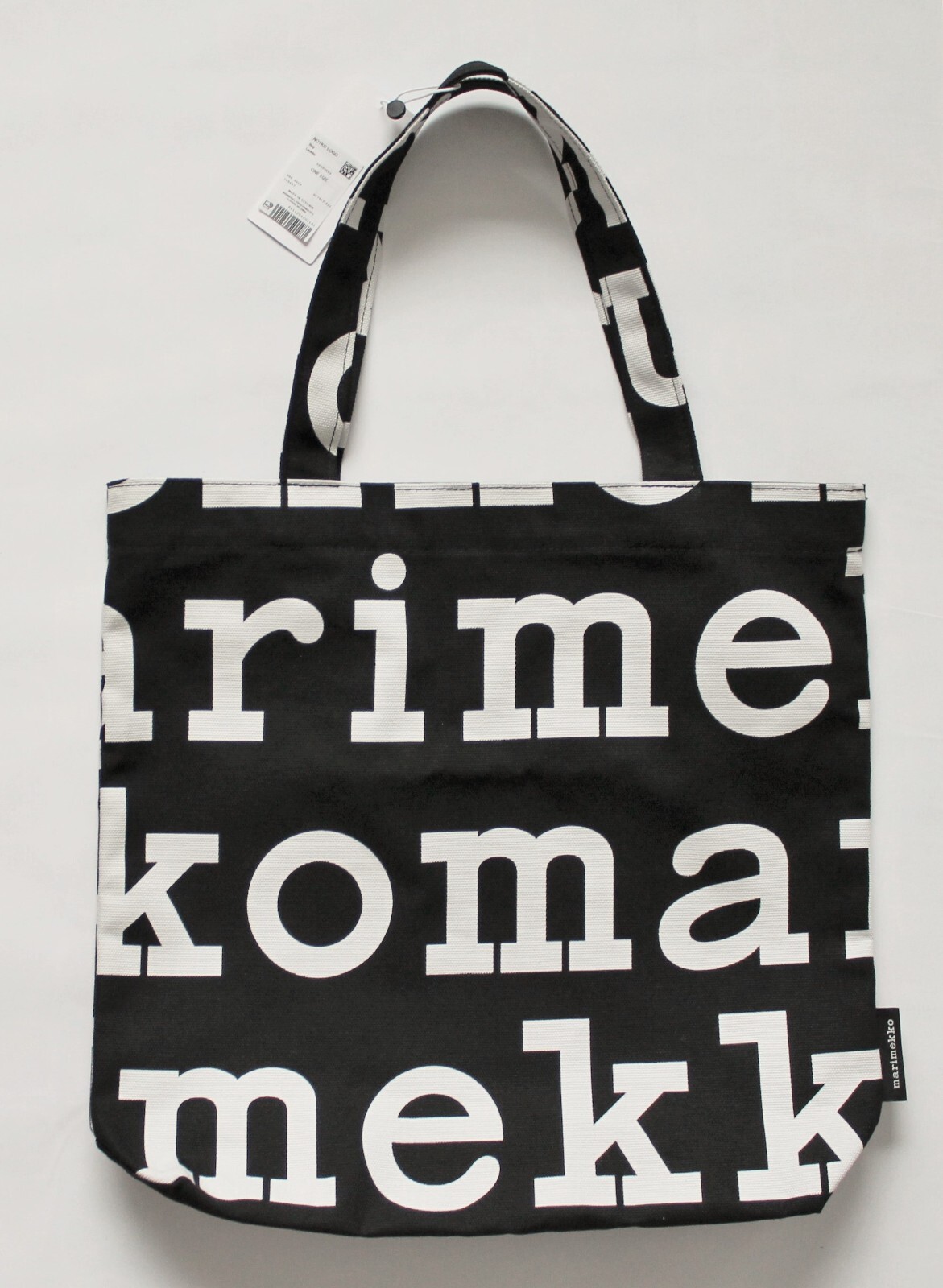 Marimekko Notko Logo bag, black/white 33×39,5cm