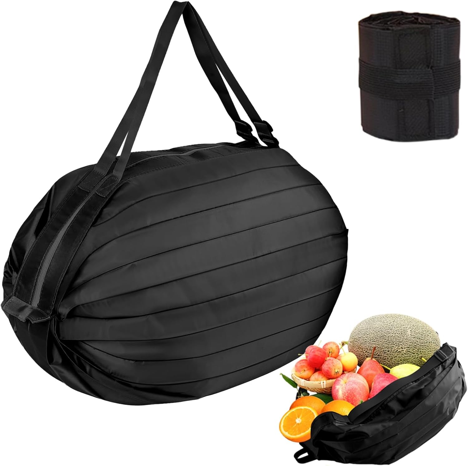 Reusable Shopping Bag Foldable Grocery Storage Tote Bag Organ Style Fold Oxford