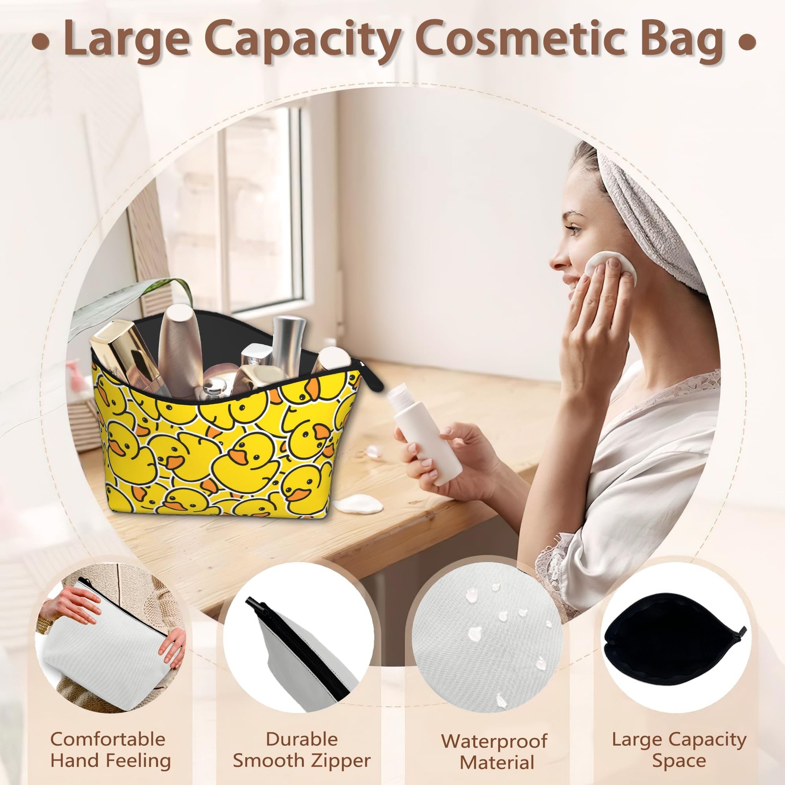 Duck Makeup Bag Cartoon Yellow Cosmetic Bags for