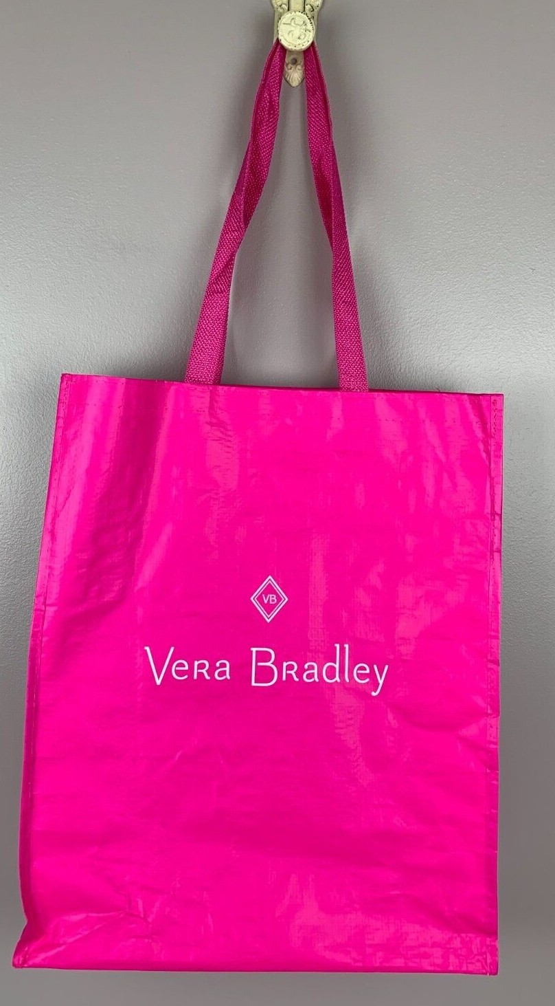 Vera Bradley Reusable Tote Bag Grocery Shopping Hot Pink White 19.25″x16″ NWOT