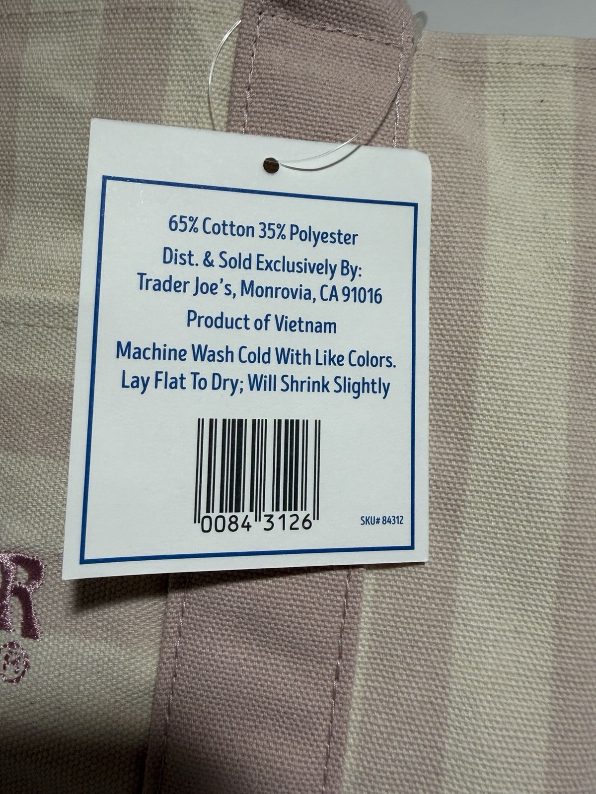 TRADER JOE’S PINK PASTEL STRIPE CANVAS TOTE BAG LIMITED EDITION NEW w/TAG 2026