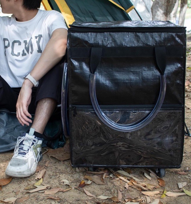 TCOMAKE Reusable Grocery Bag on Wheels, (Medium, Black) Rolling Shopping Bags