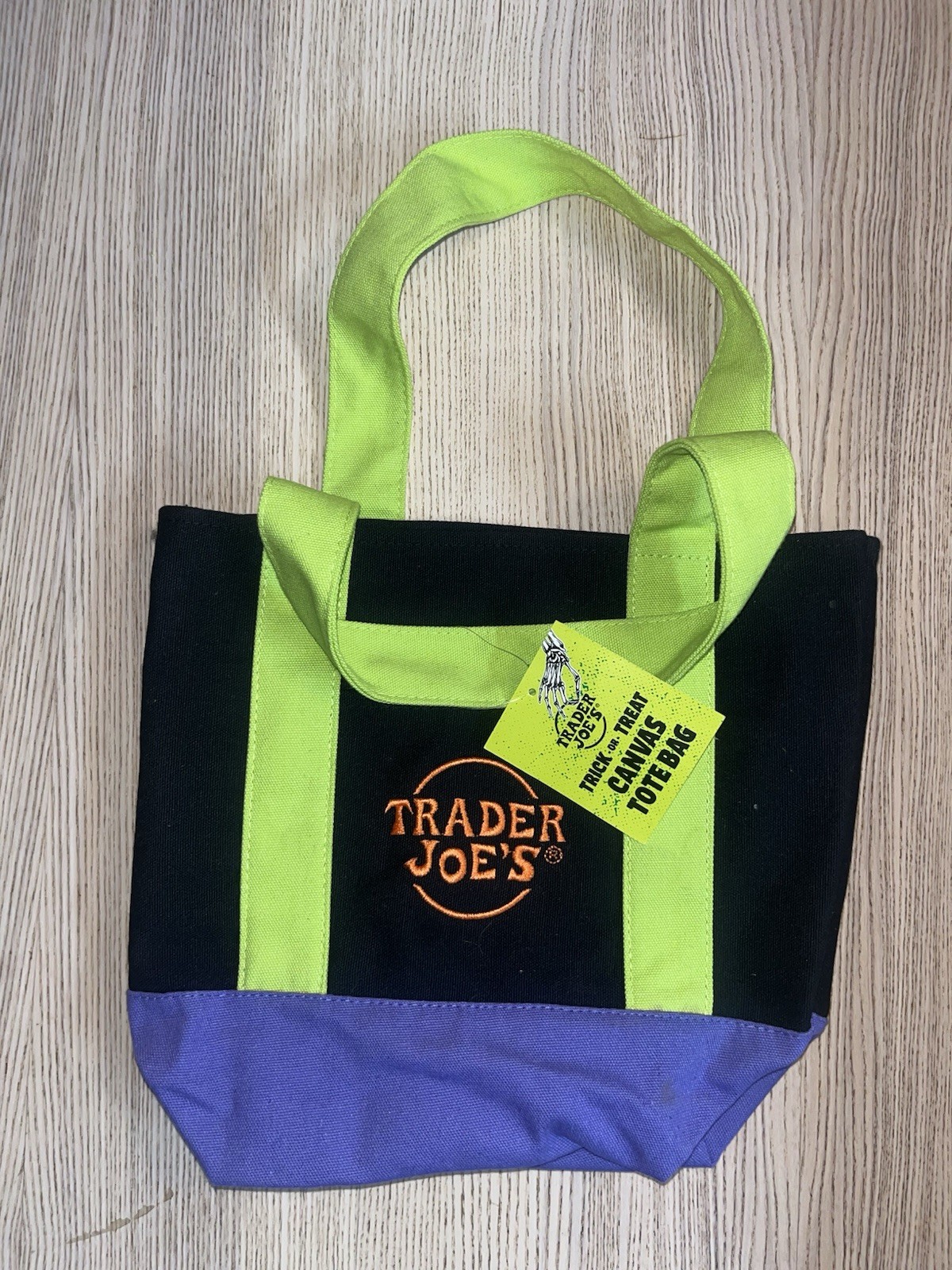 Trader Joe’s Foldable Canvas Tote Bag Small Reusable Black Green Purple