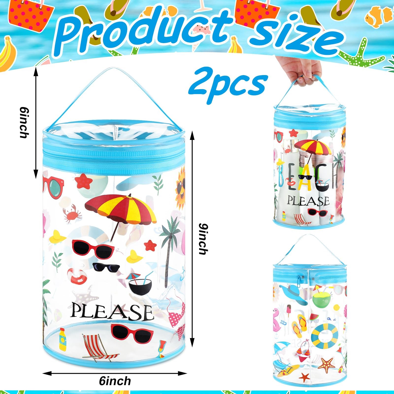Bulyoou 2 Pcs Beach Gifts Height: 9 inches, Diameter: 5.91 Clear
