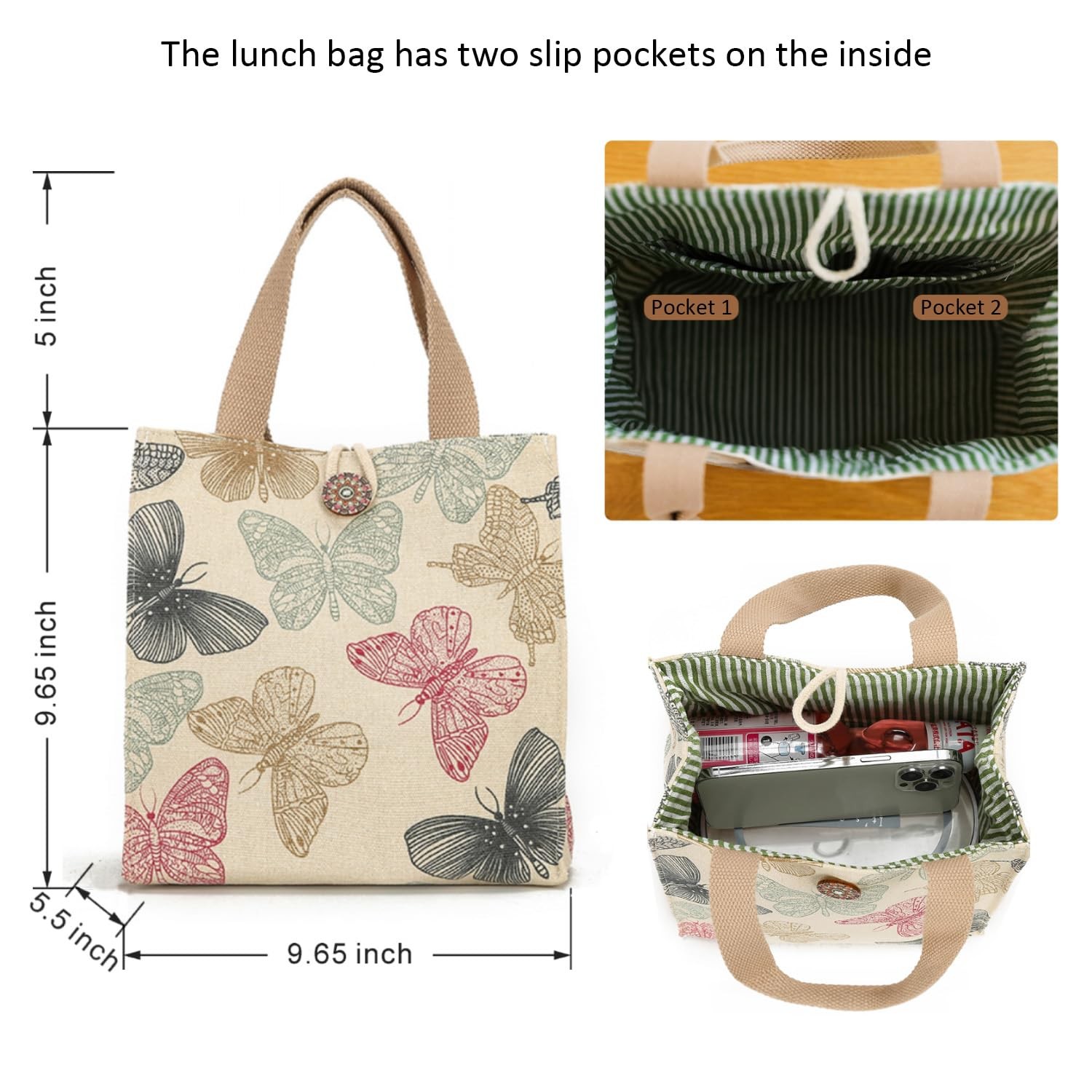 Canvas Tote Bag for Girls and Women, Cute Small Reusable Mini Bag, Aesthetic …