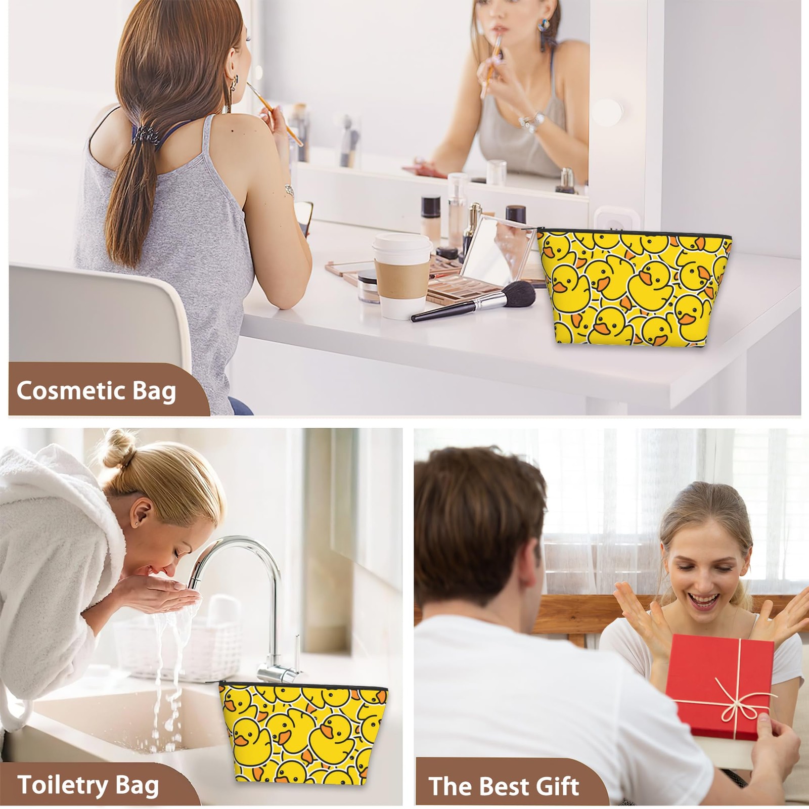 Duck Makeup Bag Cartoon Yellow Cosmetic Bags for