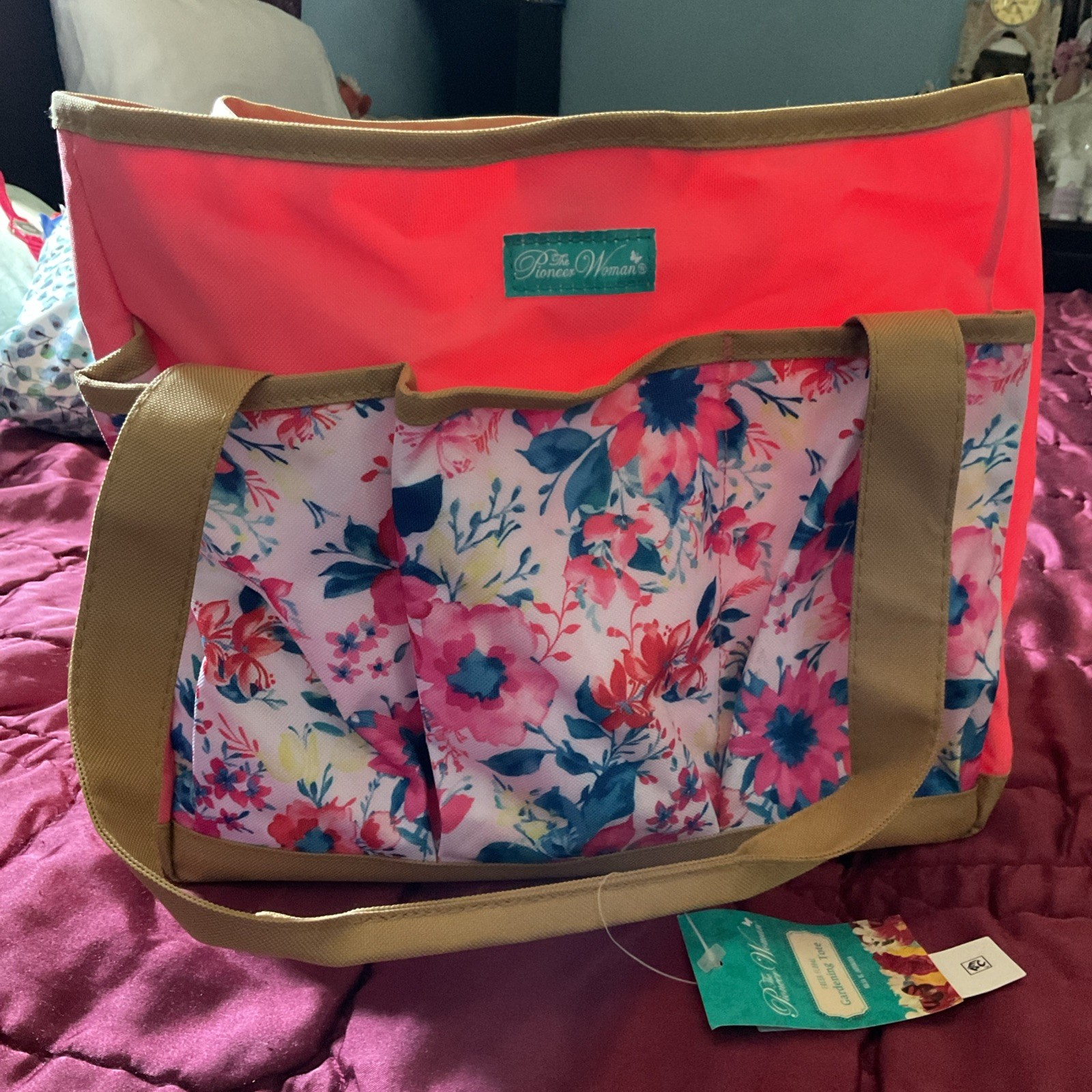 The Pioneer Woman Fresh Floral Garden Tote Bag w/ Pockets for Storing Essentials