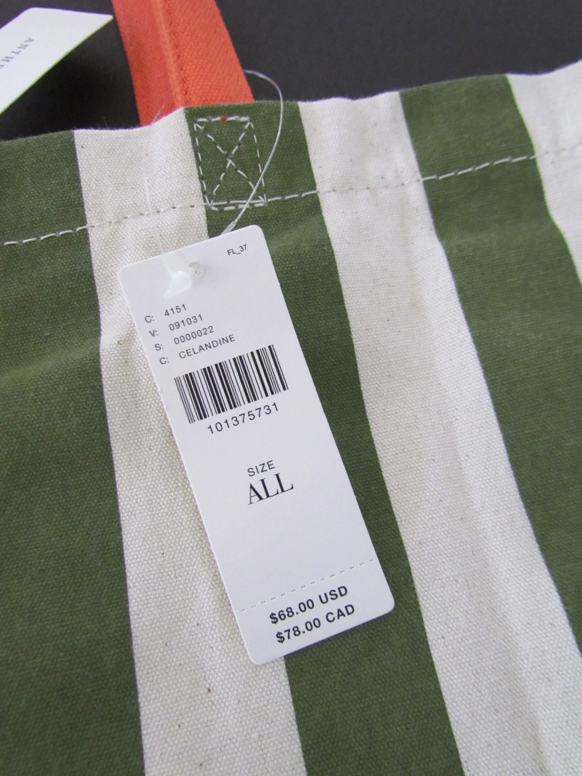 NEW Anthropologie Celandine Tote Bag & Sunglass Case Green Stripe NWT