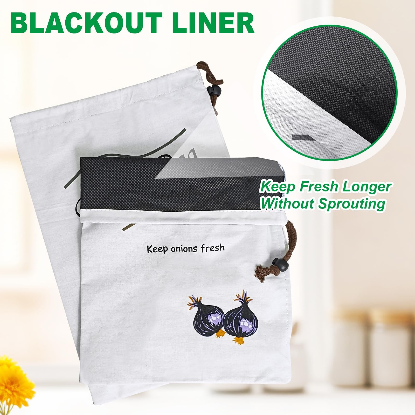 Potato & Onion Sprout-Free Vegetable Storage Bags – White