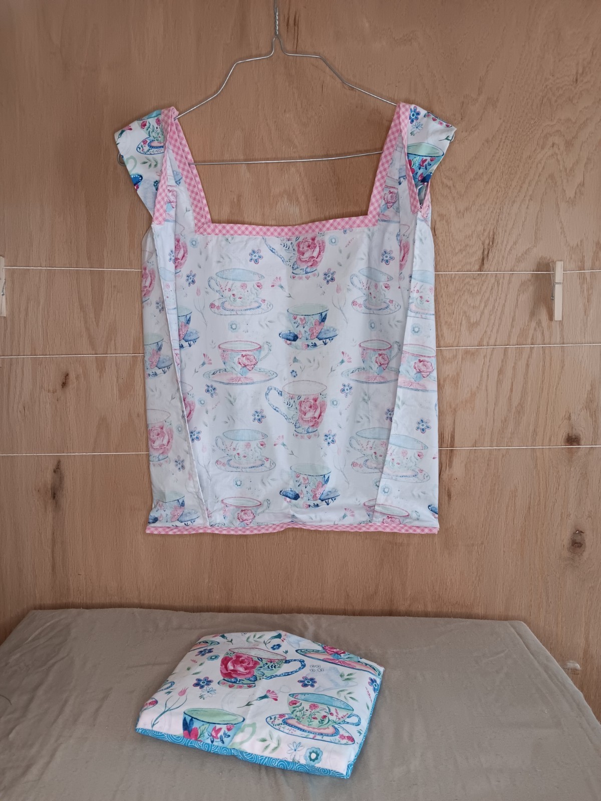 New handmade Reusable Market Bag Foldable with pocket Cotton Fabric