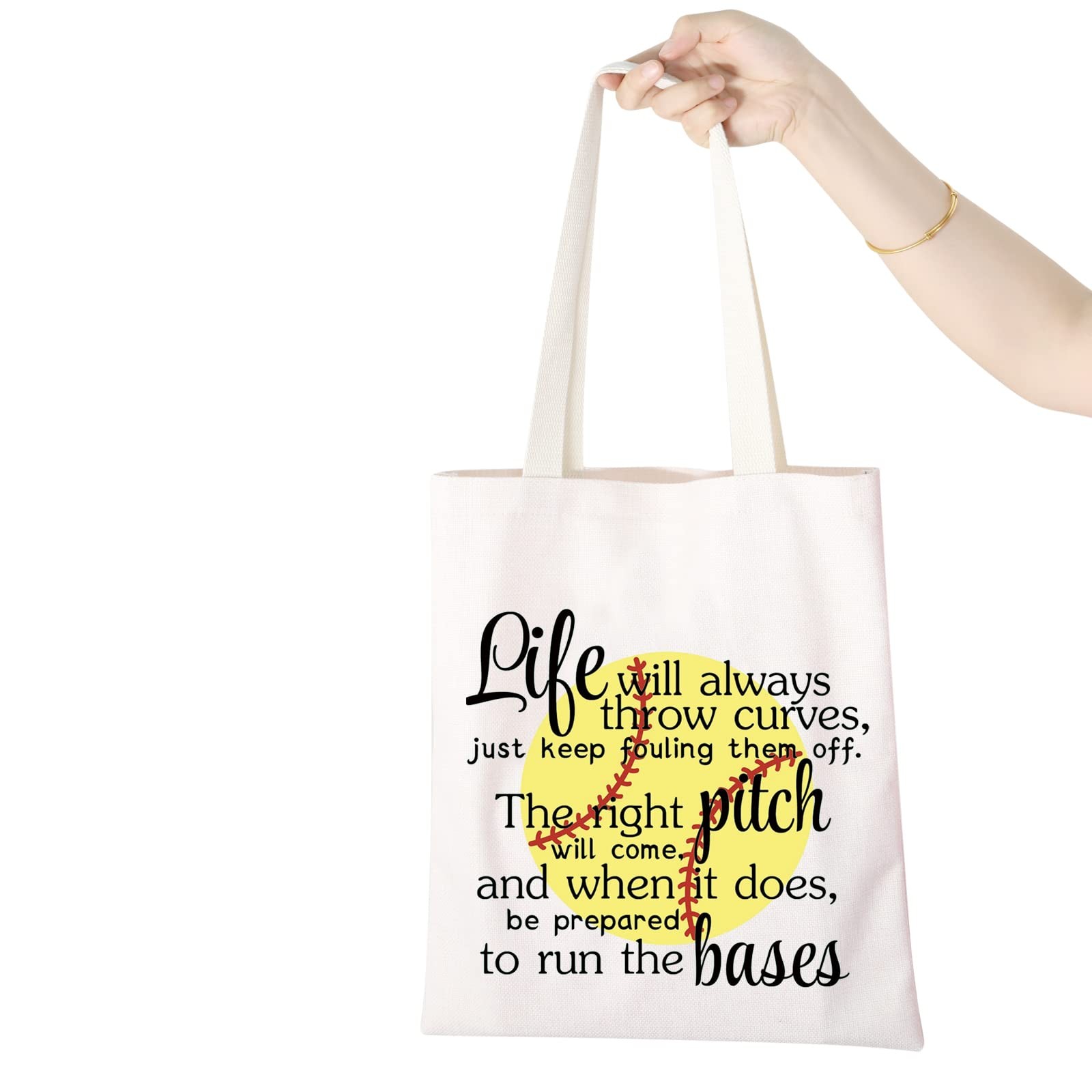 WCGXKO Softball Gift: Inspirational Player Theme 7 inches, Throw Curves tote