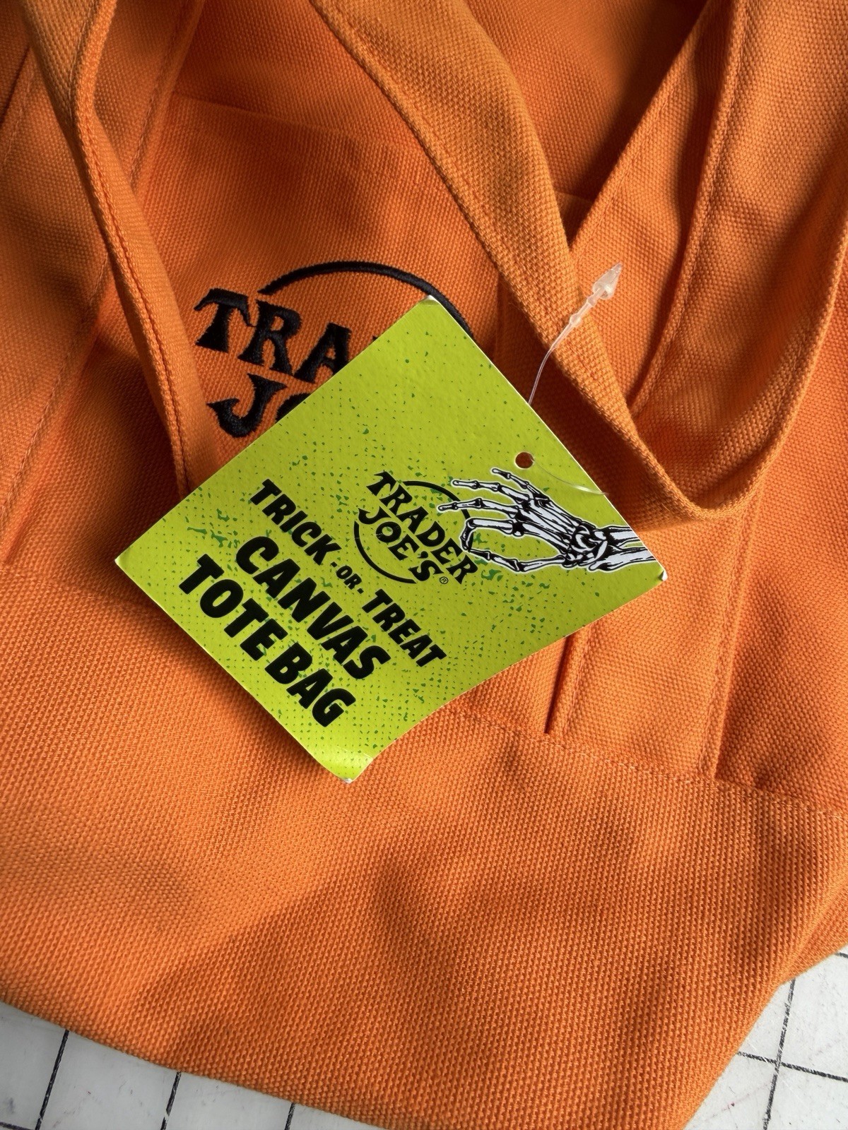 Trader Joe’s Orange Trick-or-Treat Solid Canvas Tote Bag 13 in L x 6 in W