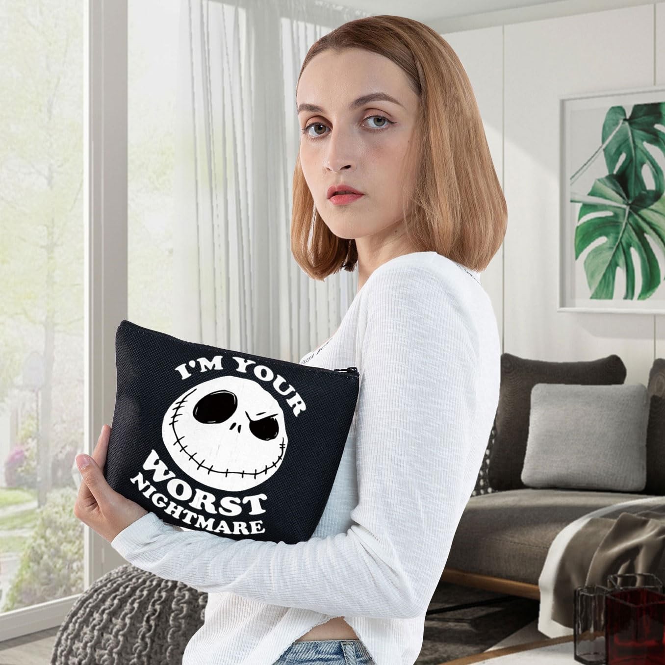 WZMPA Funny Jack Cosmetic Bag Fans Gifts I’m Your Worst Nightmare -BL