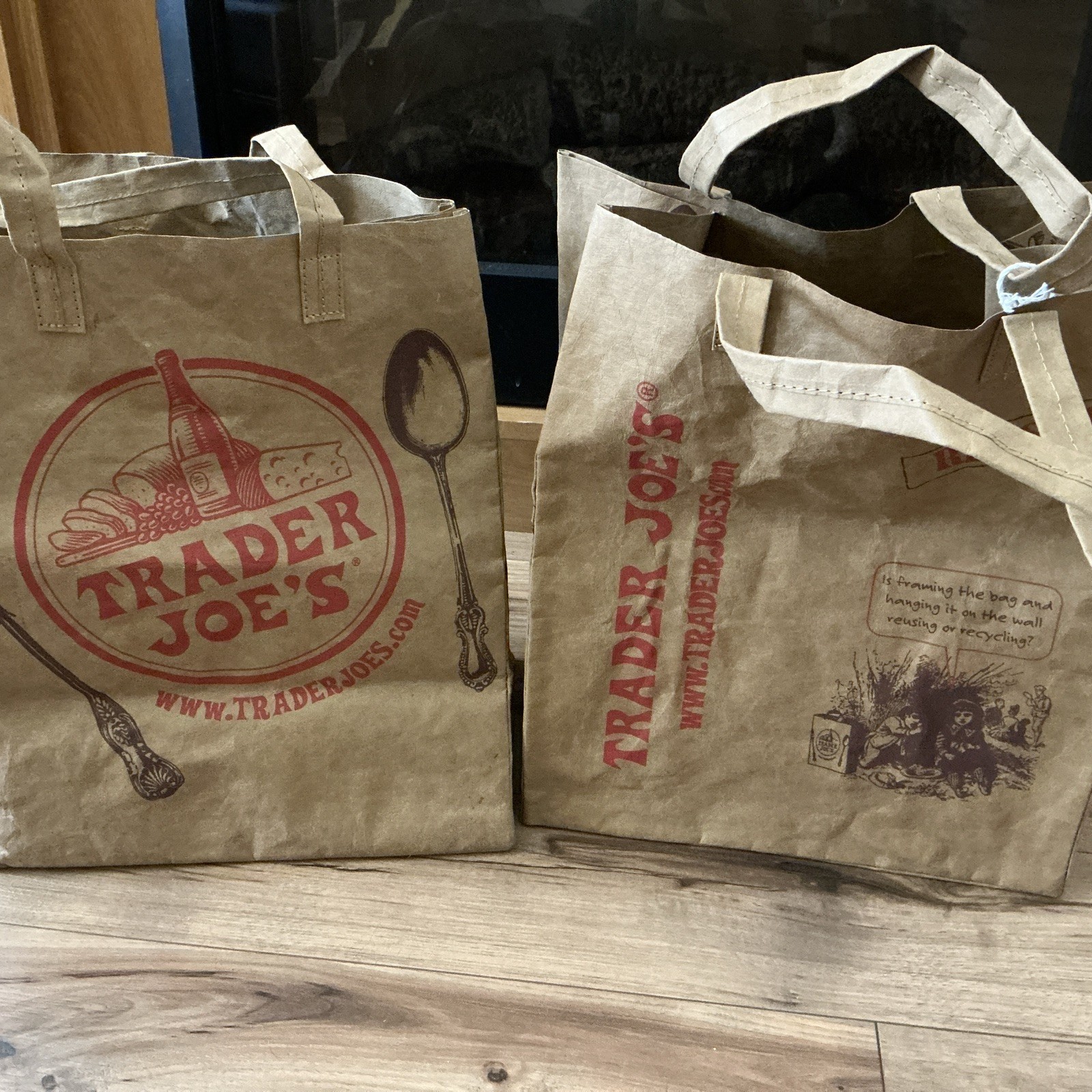 Trader Joe’s Washable Foldable Paper Reusable Shopping Bags Medium Brown 2-Pack