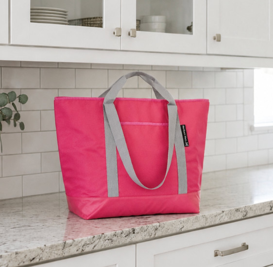 Member’s Mark Dual Carry Extra Large Insulated Shopper Tote Bag PINK Gray NWT