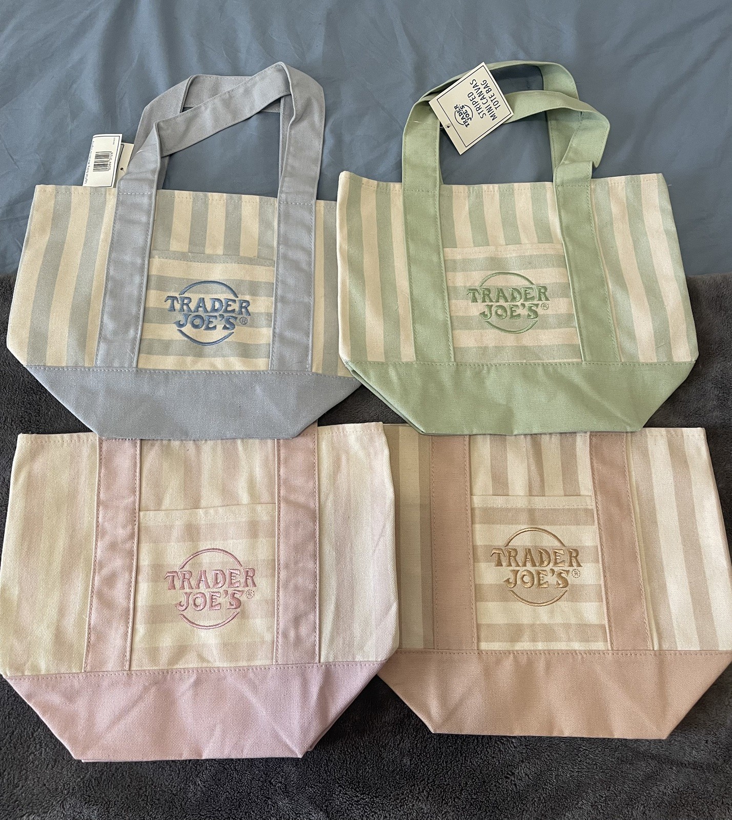 NWT Trader Joe’s Striped Canvas Mini Tote Set of 4 Summer 2026 LIMITED